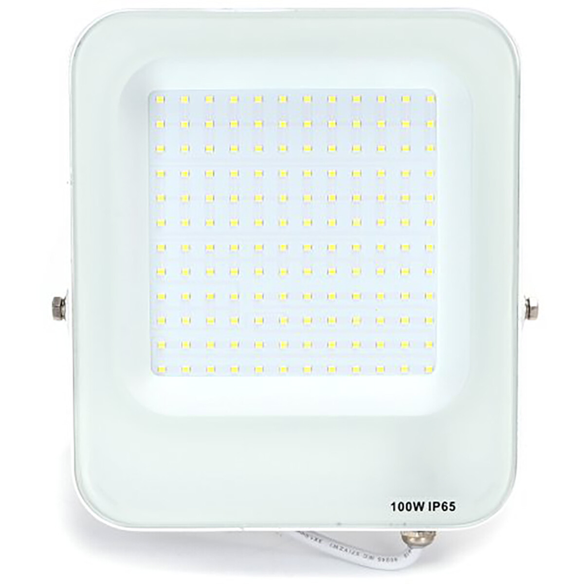 LED Bouwlamp - LED Schijnwerper - Aigi Rekan - 100 Watt - Helder/Koud Wit 6500K - Waterdicht IP65 - Rechthoek - Mat Wit - Aluminium