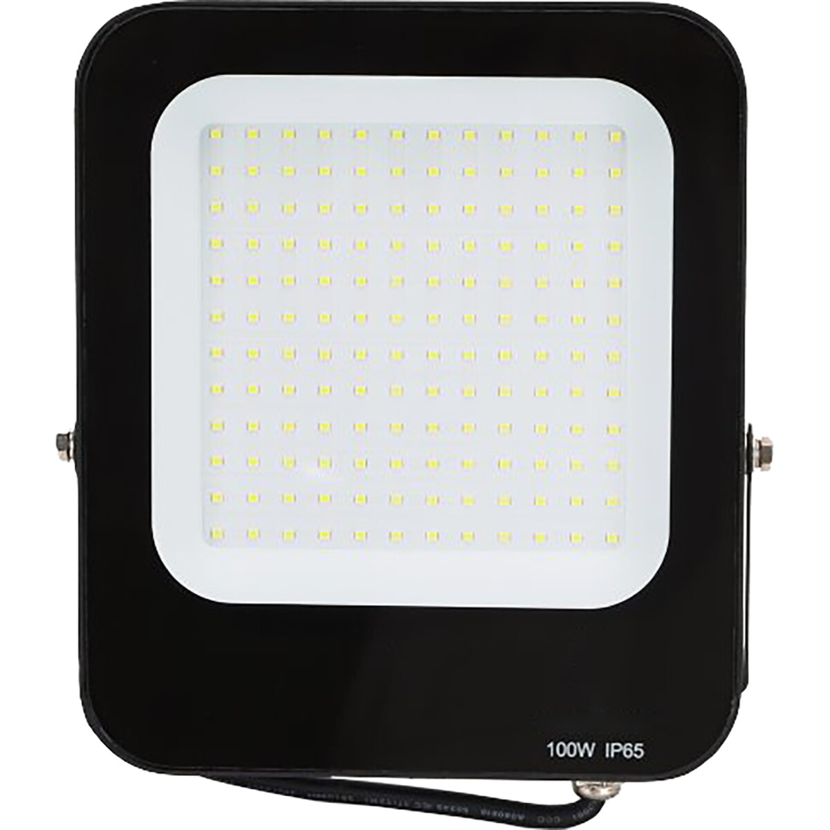 LED Bouwlamp - LED Schijnwerper - Aigi Rekan - 100 Watt - Helder/Koud Wit 6500K - Waterdicht IP65 - Rechthoek - Mat Zwart - Aluminium