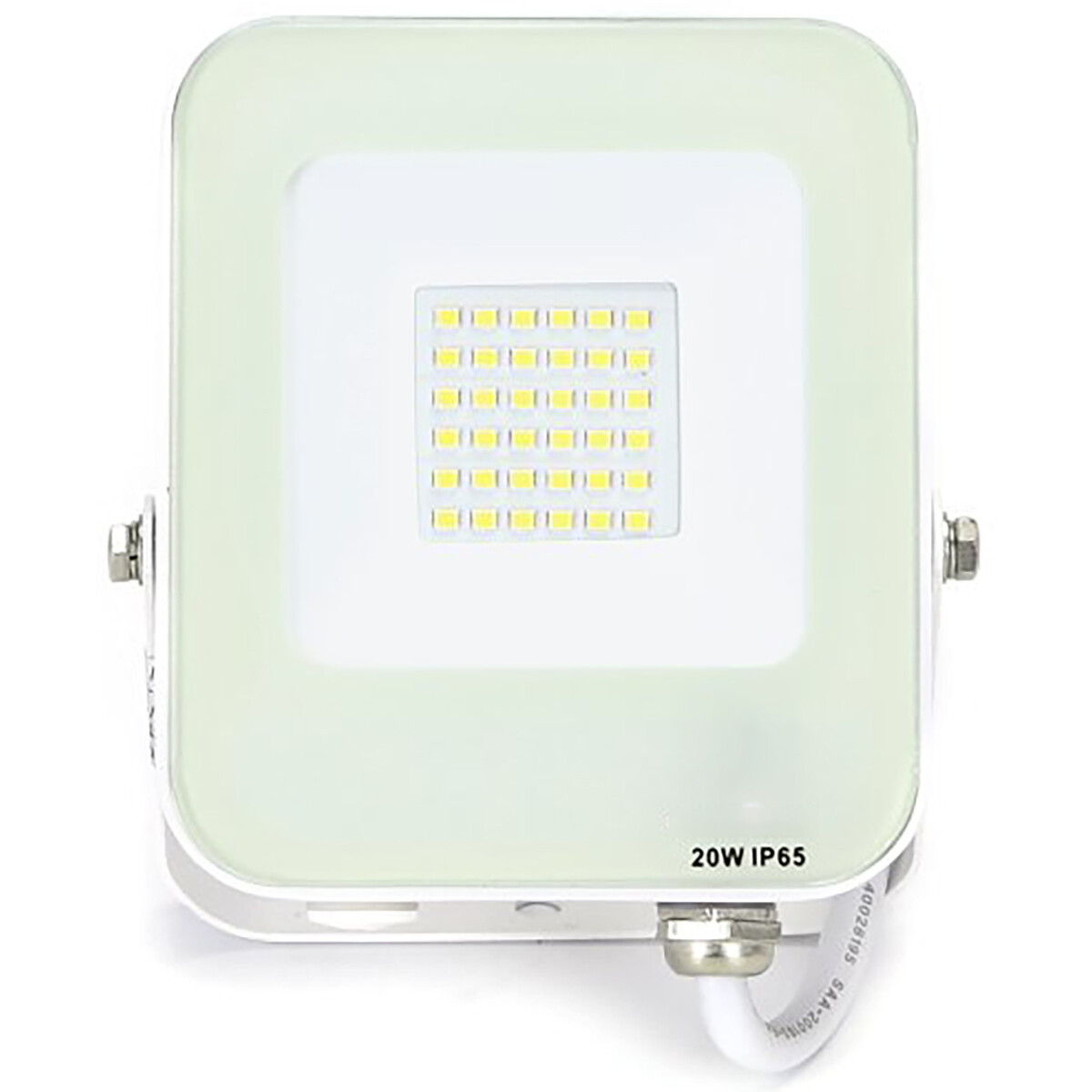 LED Bouwlamp - LED Schijnwerper - Aigi Rekan - 20 Watt - Helder/Koud Wit 6500K - Waterdicht IP65 - Rechthoek - Mat Wit - Aluminium