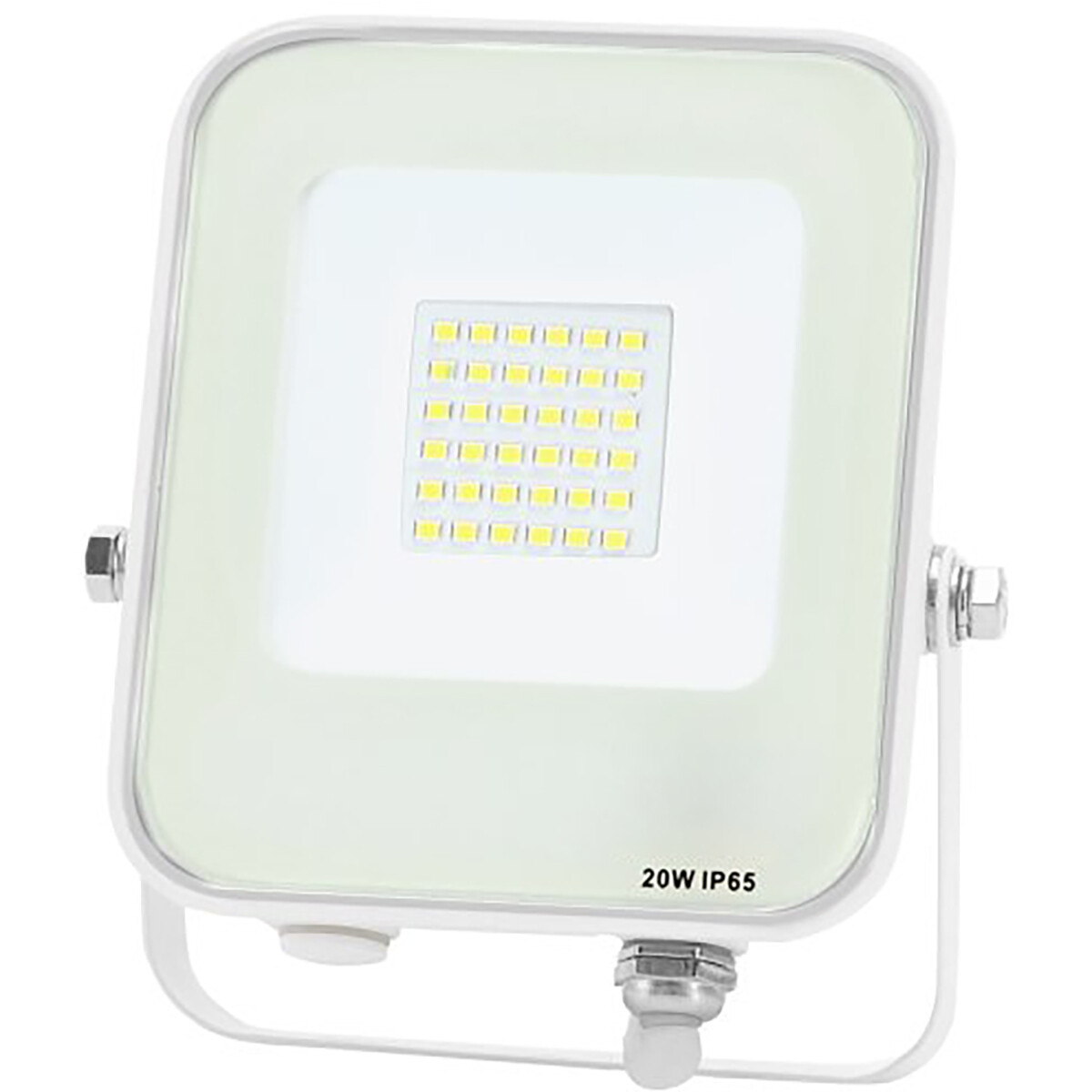 LED Bouwlamp - LED Schijnwerper - Aigi Rekan - 20 Watt - Helder/Koud Wit 6500K - Waterdicht IP65 - Rechthoek - Mat Wit - Aluminium product afbeelding