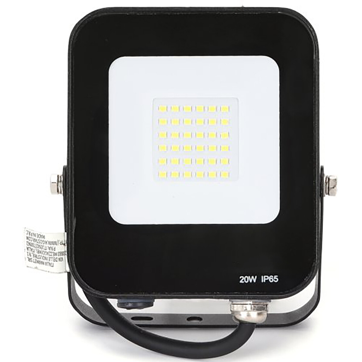 LED Bouwlamp - LED Schijnwerper - Aigi Rekan - 20 Watt - Helder/Koud Wit 6500K - Waterdicht IP65 - Rechthoek - Mat Zwart - Aluminium