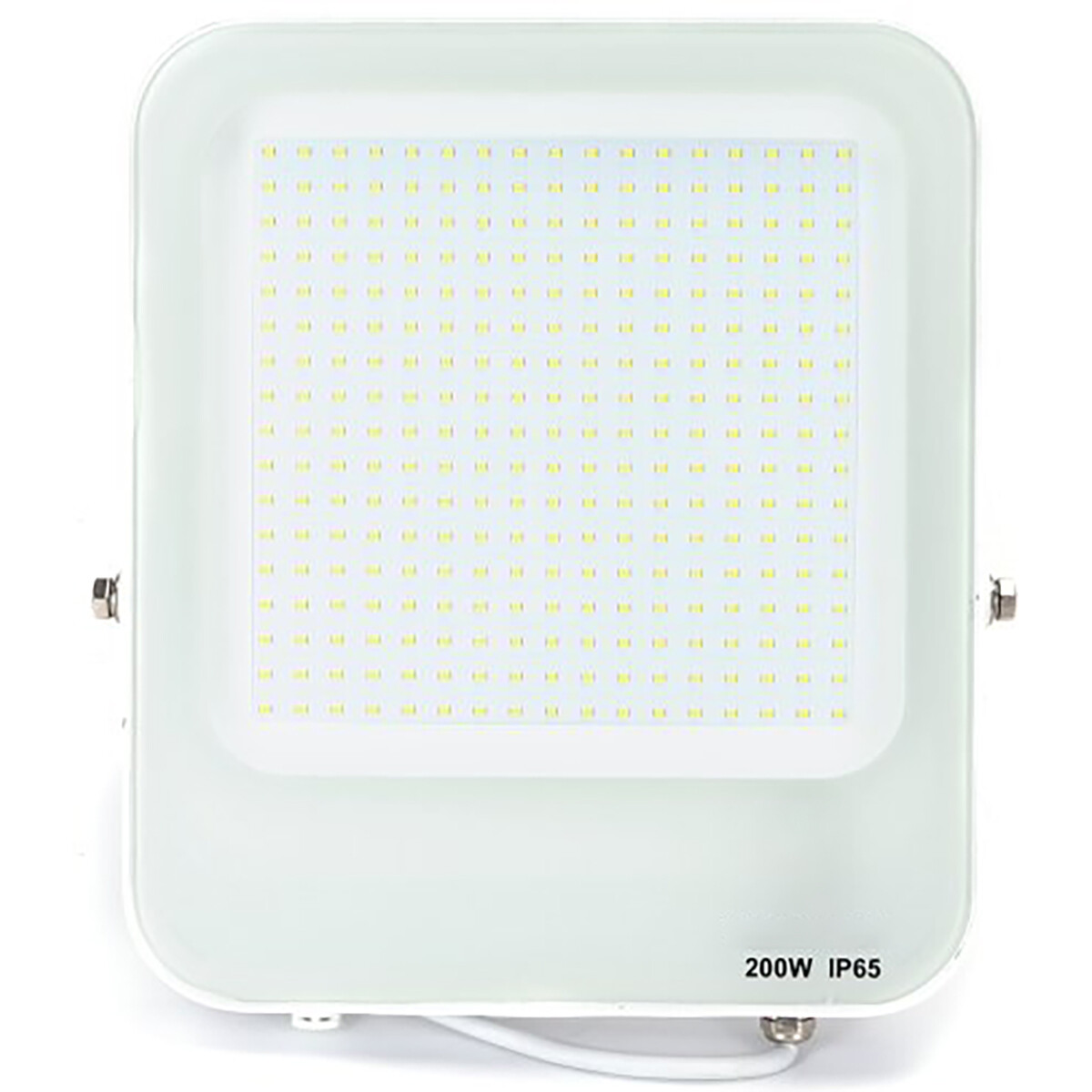 LED Bouwlamp - LED Schijnwerper - Aigi Rekan - 200 Watt - Helder/Koud Wit 6500K - Waterdicht IP65 - Rechthoek - Mat Wit - Aluminium