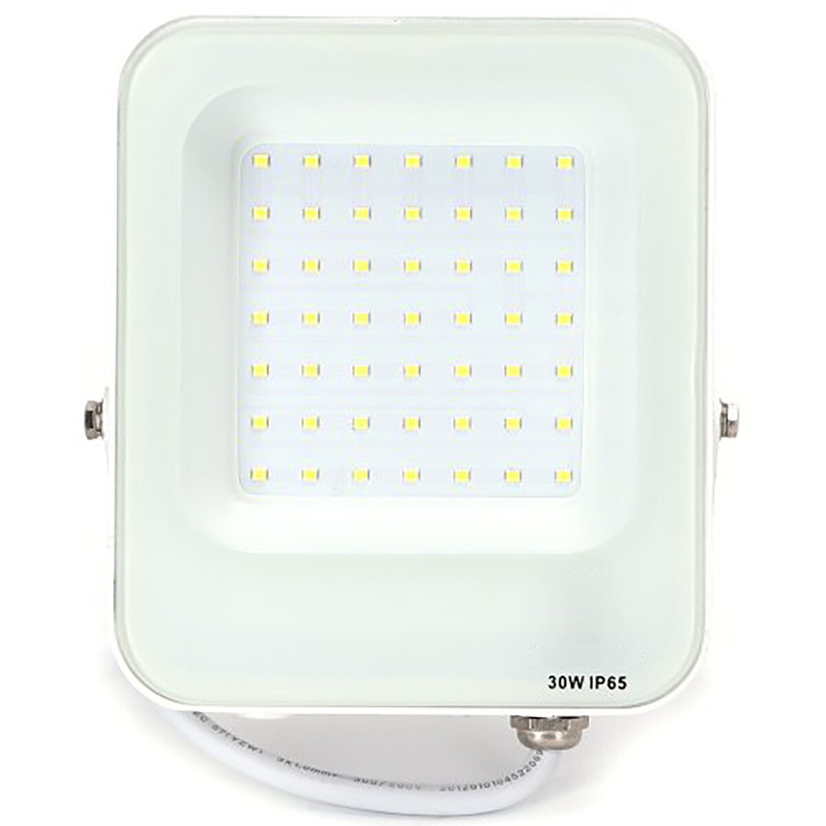 LED Bouwlamp - LED Schijnwerper - Aigi Rekan - 30 Watt - Helder/Koud Wit 6500K - Waterdicht IP65 - Rechthoek - Mat Wit - Aluminium