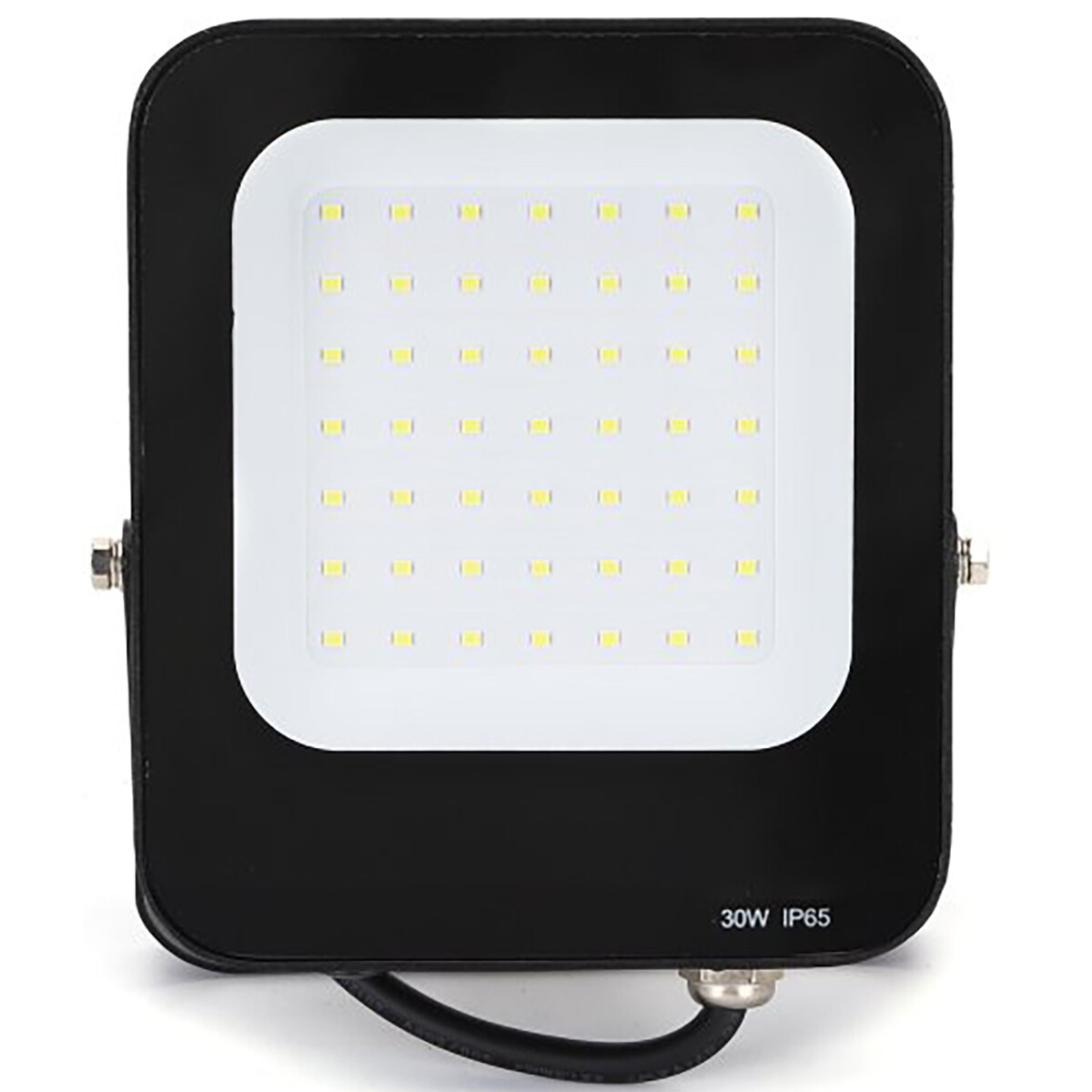 LED Bouwlamp - LED Schijnwerper - Aigi Rekan - 30 Watt - Helder/Koud Wit 6500K - Waterdicht IP65 - Rechthoek - Mat Zwart - Aluminium