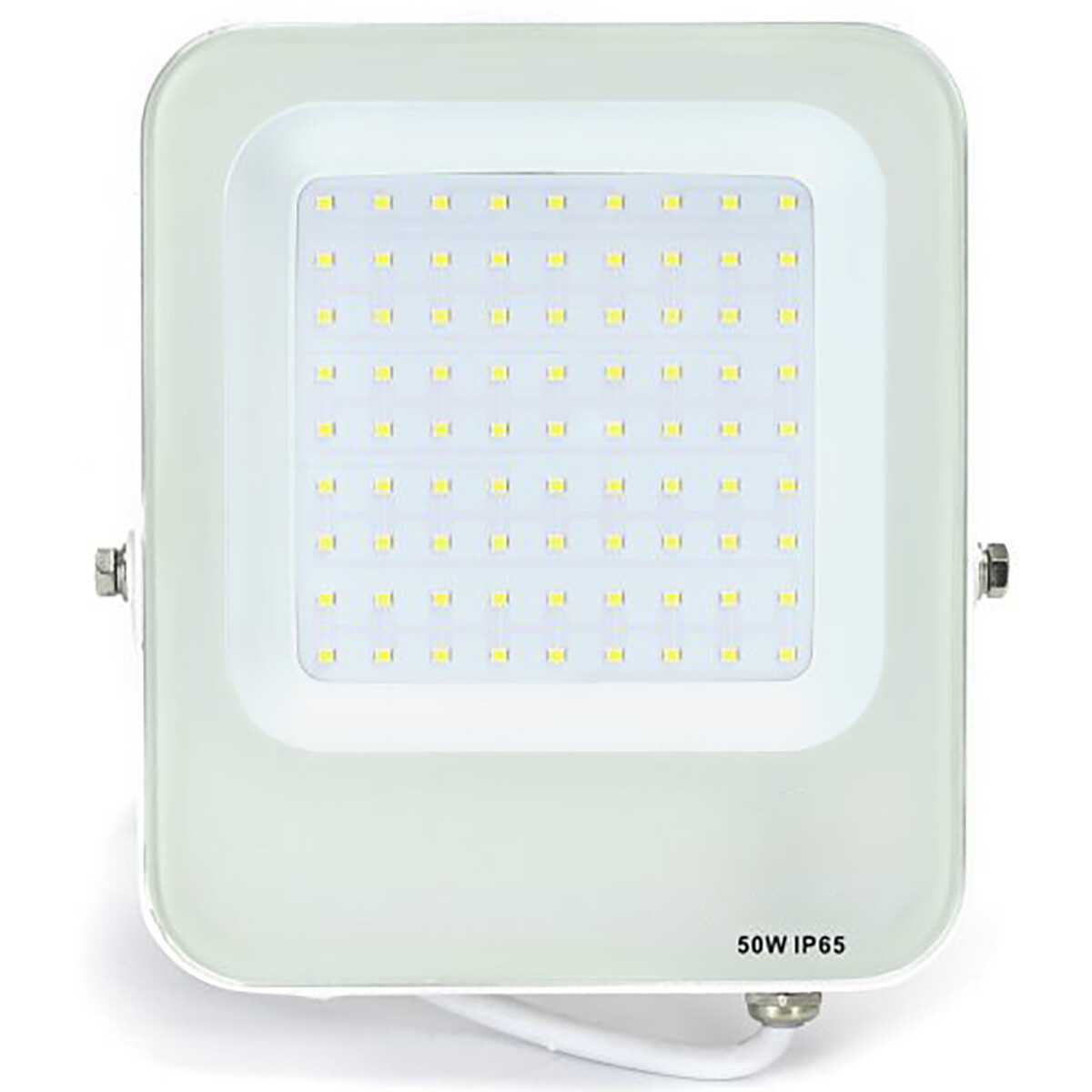 LED Bouwlamp - LED Schijnwerper - Aigi Rekan - 50 Watt - Helder/Koud Wit 6500K - Waterdicht IP65 - Rechthoek - Mat Wit - Aluminium