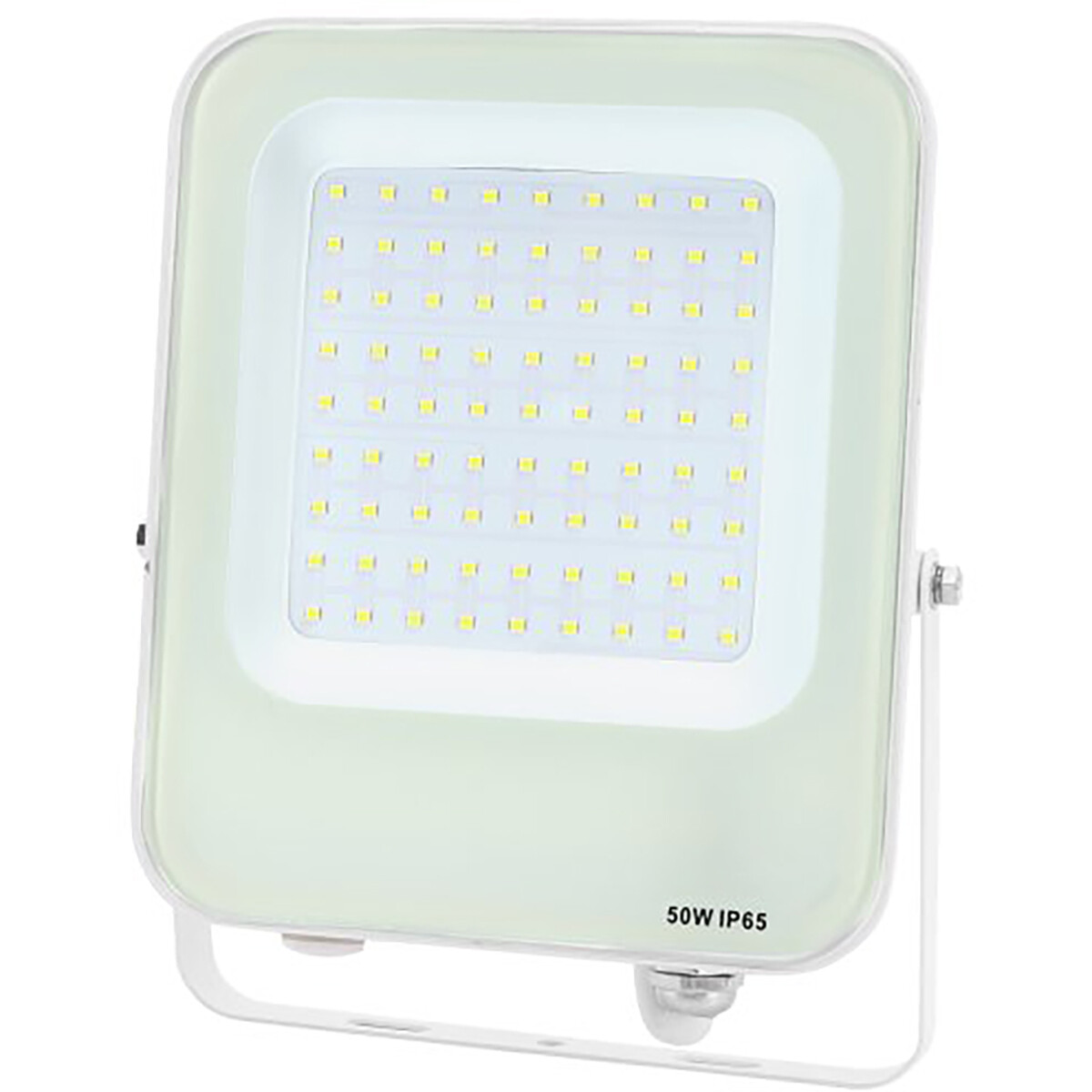 LED Bouwlamp - LED Schijnwerper - Aigi Rekan - 50 Watt - Helder/Koud Wit 6500K - Waterdicht IP65 - Rechthoek - Mat Wit - Aluminium