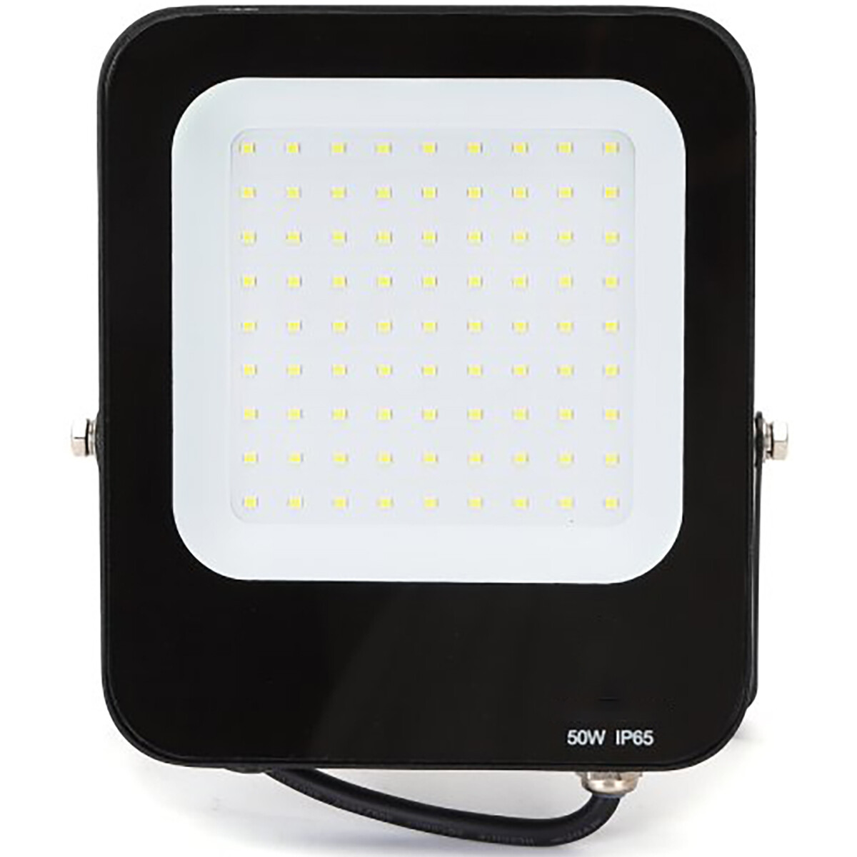 LED Bouwlamp - LED Schijnwerper - Aigi Rekan - 50 Watt - Helder/Koud Wit 6500K - Waterdicht IP65 - Rechthoek - Mat Zwart - Aluminium