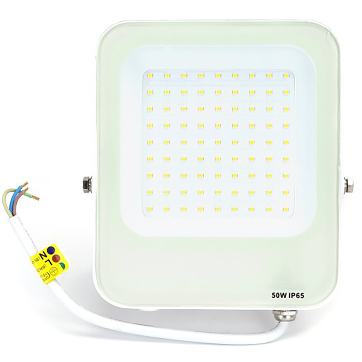 LED Bouwlamp - LED Schijnwerper - Aigi Rekan - 50 Watt - Natuurlijk Wit 4000K - Waterdicht IP65 - Rechthoek - Mat Wit - Aluminium