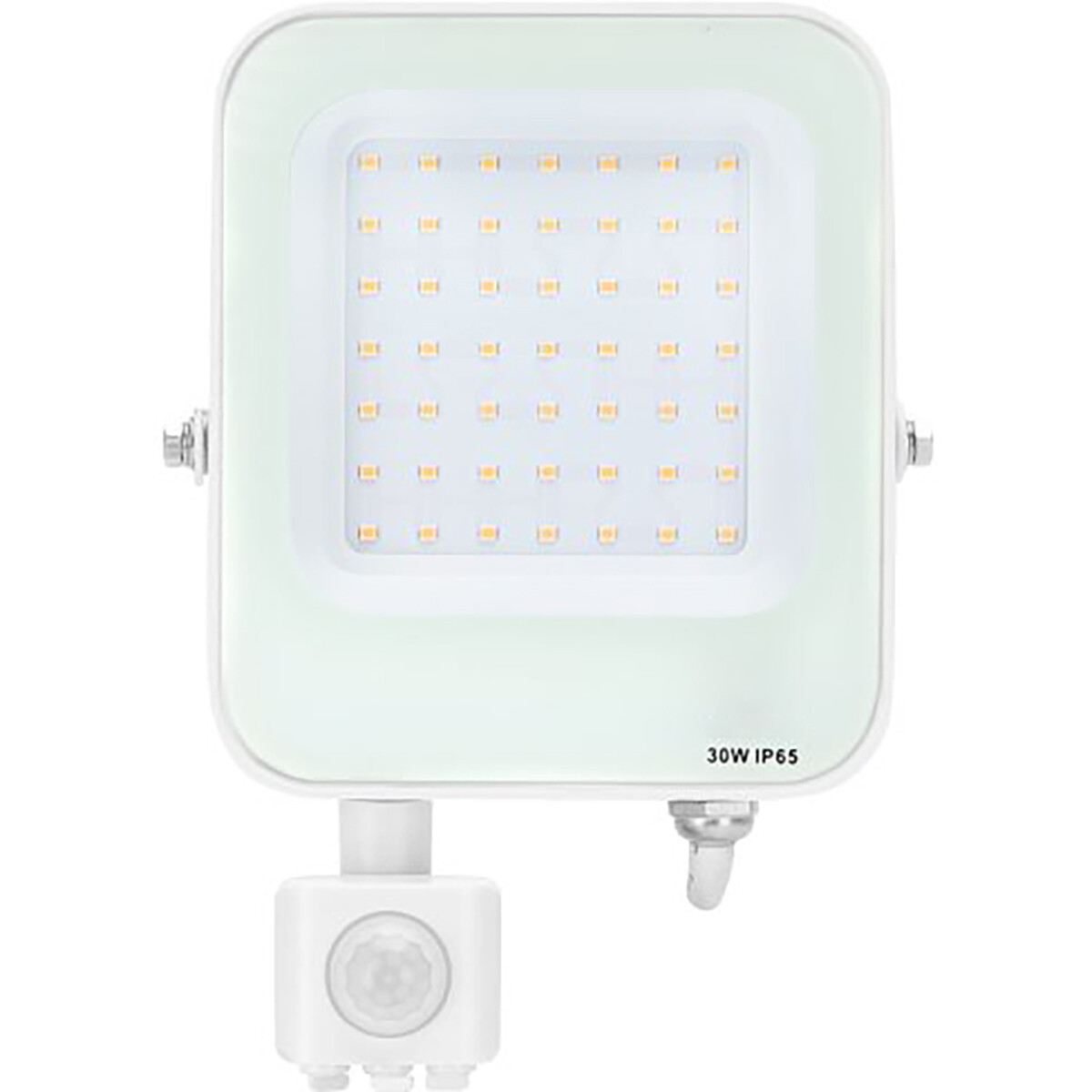 LED Bouwlamp met Bewegingssensor - LED Schijnwerper - Aigi Rekan - 30 Watt - Natuurlijk Wit 4000K - Waterdicht IP65 - Rechthoek - Mat Wit - Aluminium product afbeelding