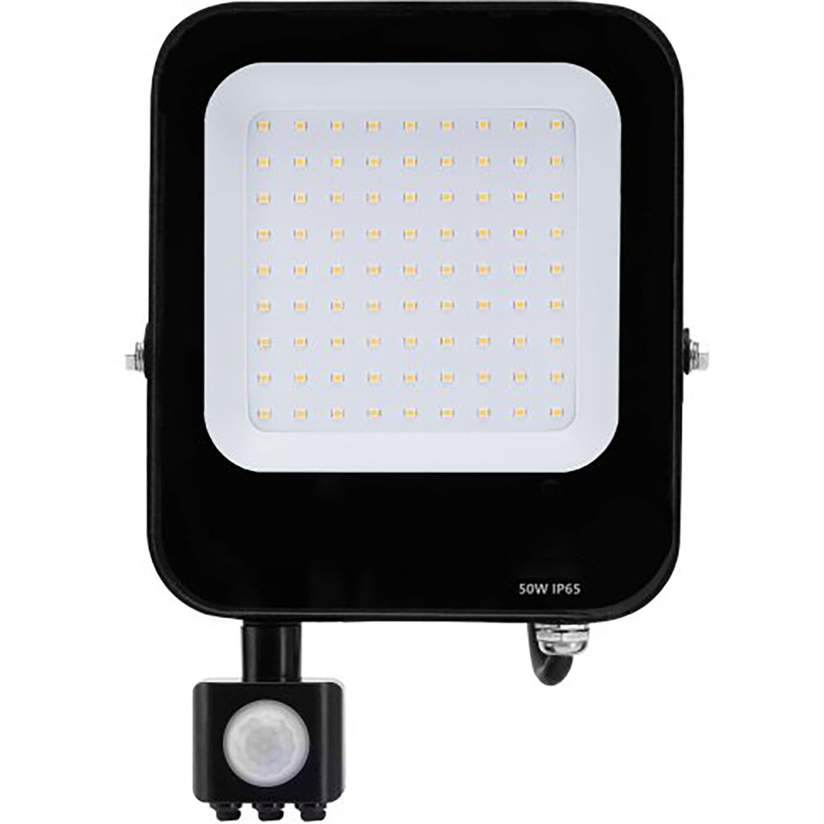 LED Bouwlamp met Bewegingssensor - LED Schijnwerper - Aigi Rekan - 50 Watt - Natuurlijk Wit 4000K - Waterdicht IP65 - Rechthoek - Mat Zwart - Aluminium product afbeelding