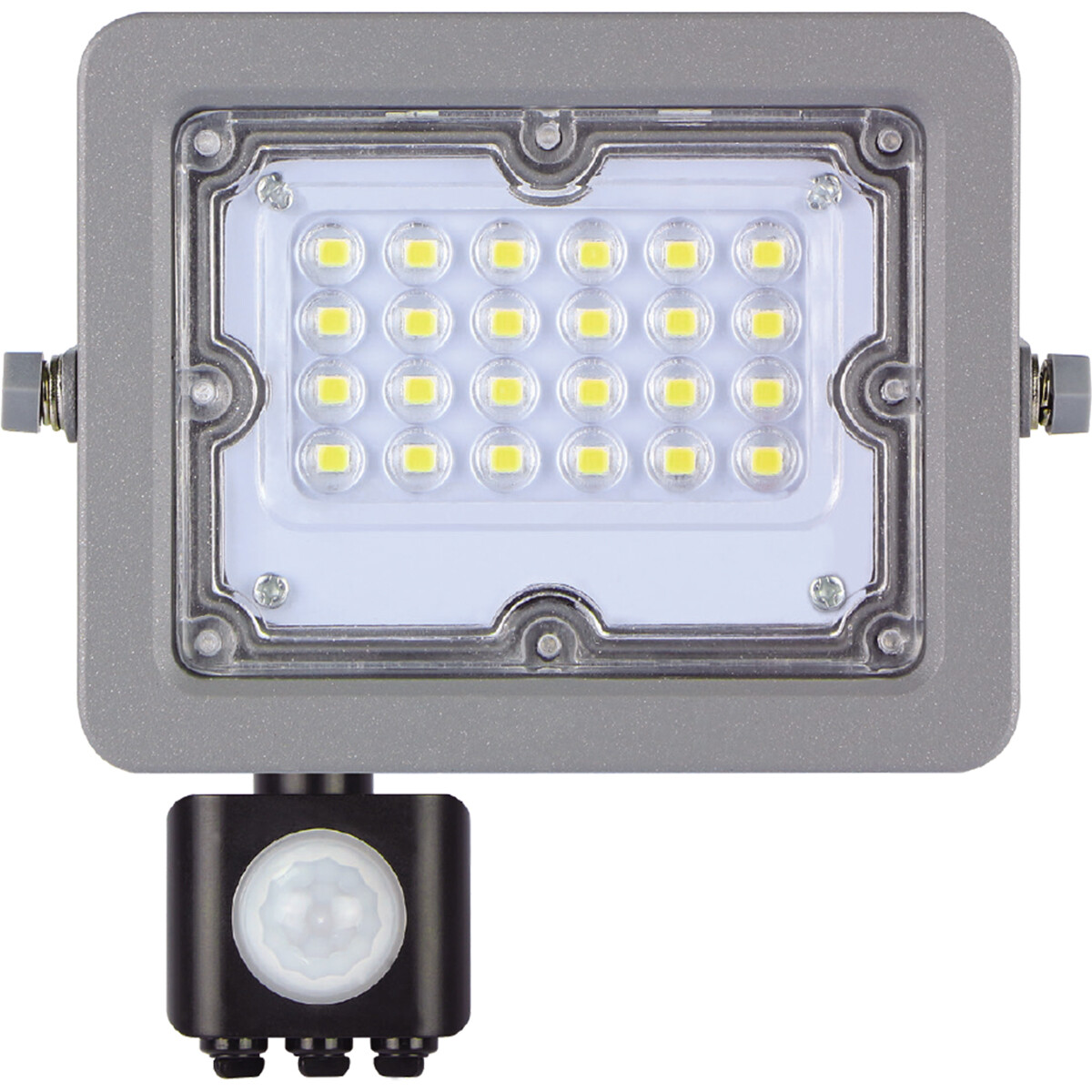 LED Bouwlamp met Sensor - Aigi Zuino - 20 Watt - Helder/Koud Wit 6500K - Waterdicht IP65 - Kantelbaar - Mat Grijs - Aluminium