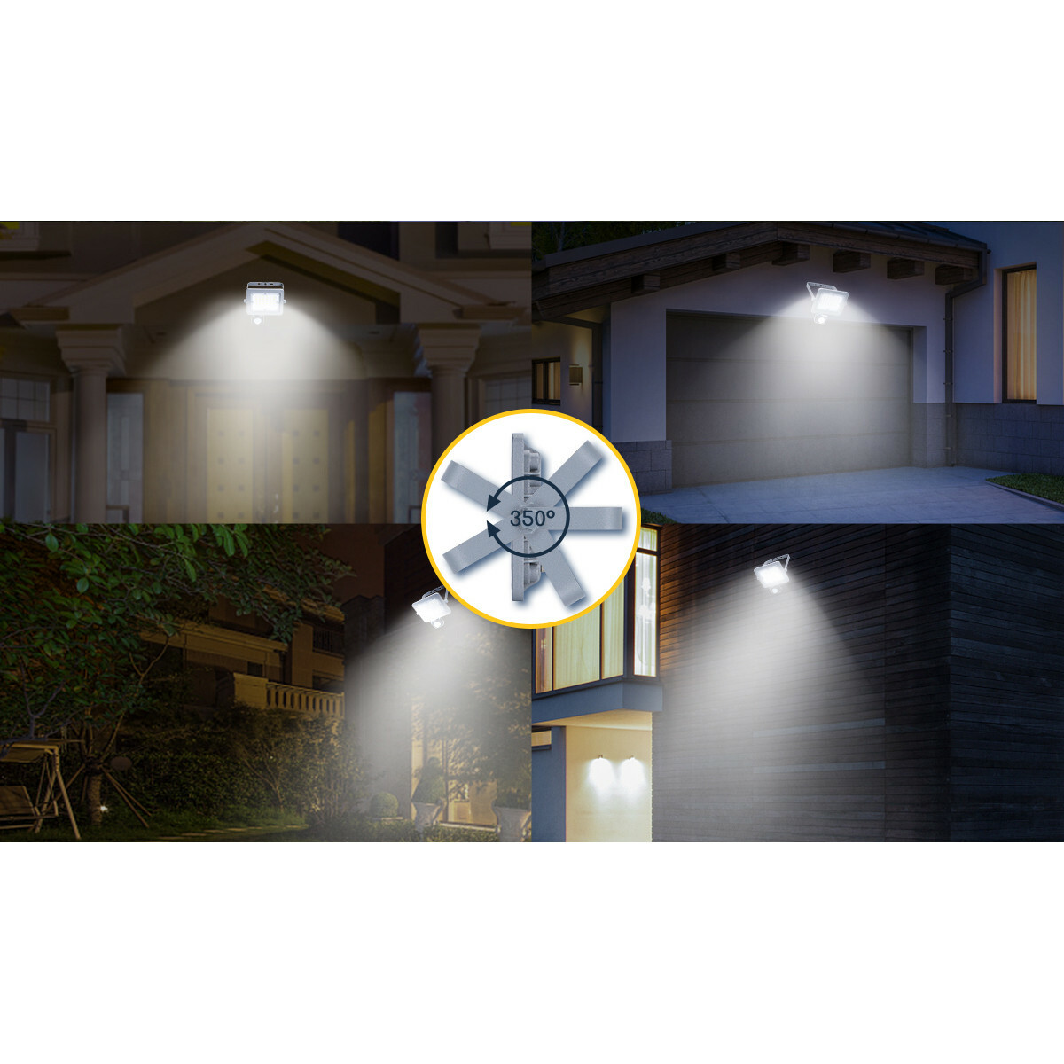 LED Bouwlamp met Sensor - Aigi Zuino - 20 Watt - Helder/Koud Wit 6500K - Waterdicht IP65 - Kantelbaar - Mat Grijs - Aluminium