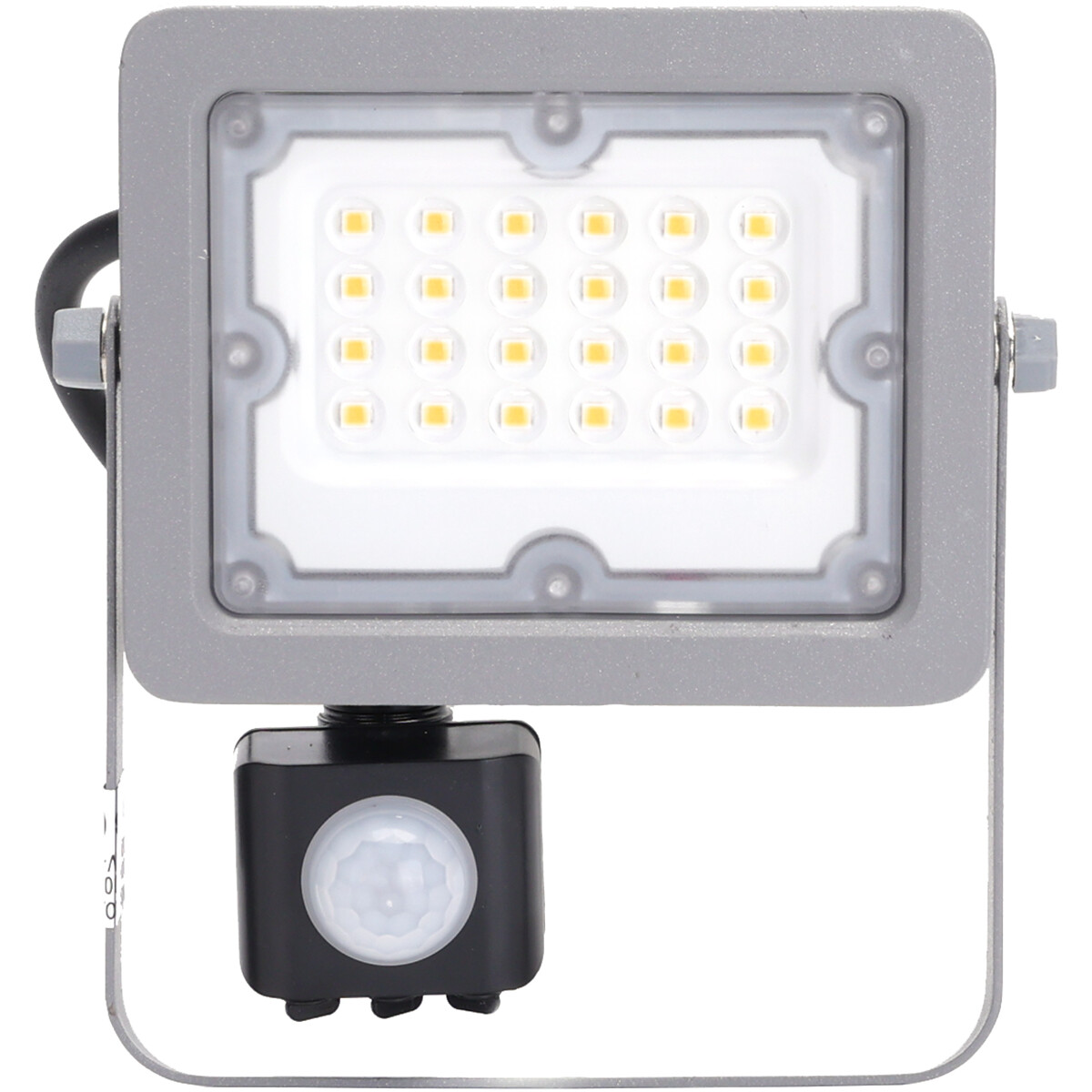 LED Bouwlamp met Sensor - Aigi Zuino - 20 Watt - Natuurlijk Wit 4000K - Waterdicht IP65 - Kantelbaar - Mat Grijs - Aluminium