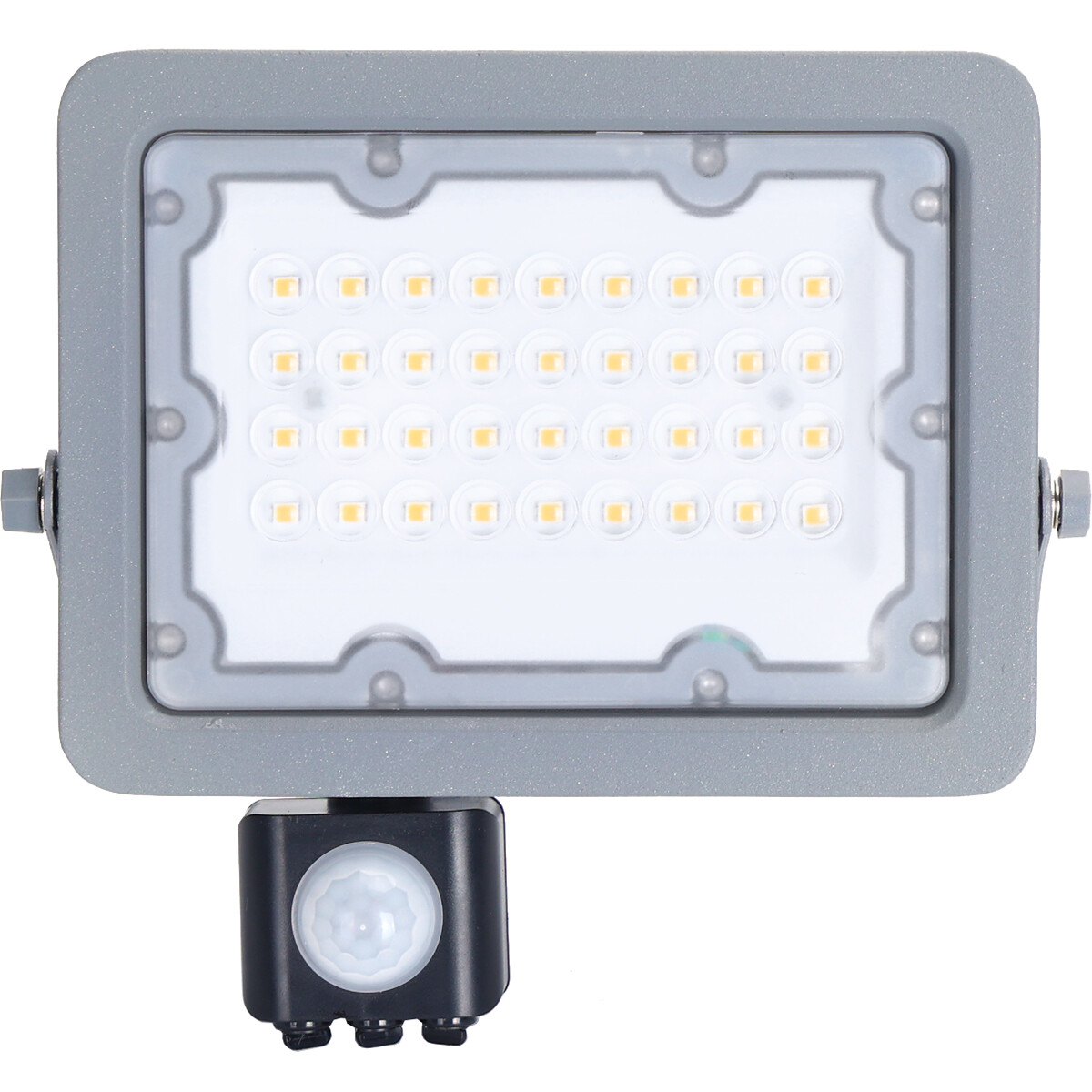 LED Bouwlamp met Sensor - Aigi Zuino - 30 Watt - Natuurlijk Wit 4000K - Waterdicht IP65 - Kantelbaar - Mat Grijs - Aluminium