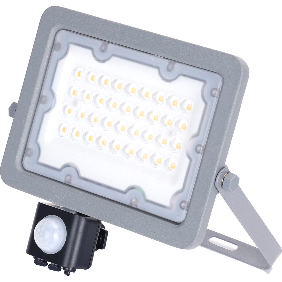 LED Bouwlamp met Sensor - Aigi Zuino - 30 Watt - Natuurlijk Wit 4000K - Waterdicht IP65 - Kantelbaar - Mat Grijs - Aluminium product afbeelding