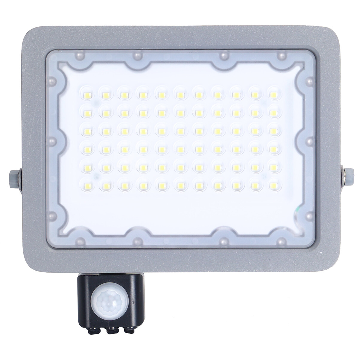 LED Bouwlamp met Sensor - Aigi Zuino - 50 Watt - Helder/Koud Wit 6500K - Waterdicht IP65 - Kantelbaar - Mat Grijs - Aluminium