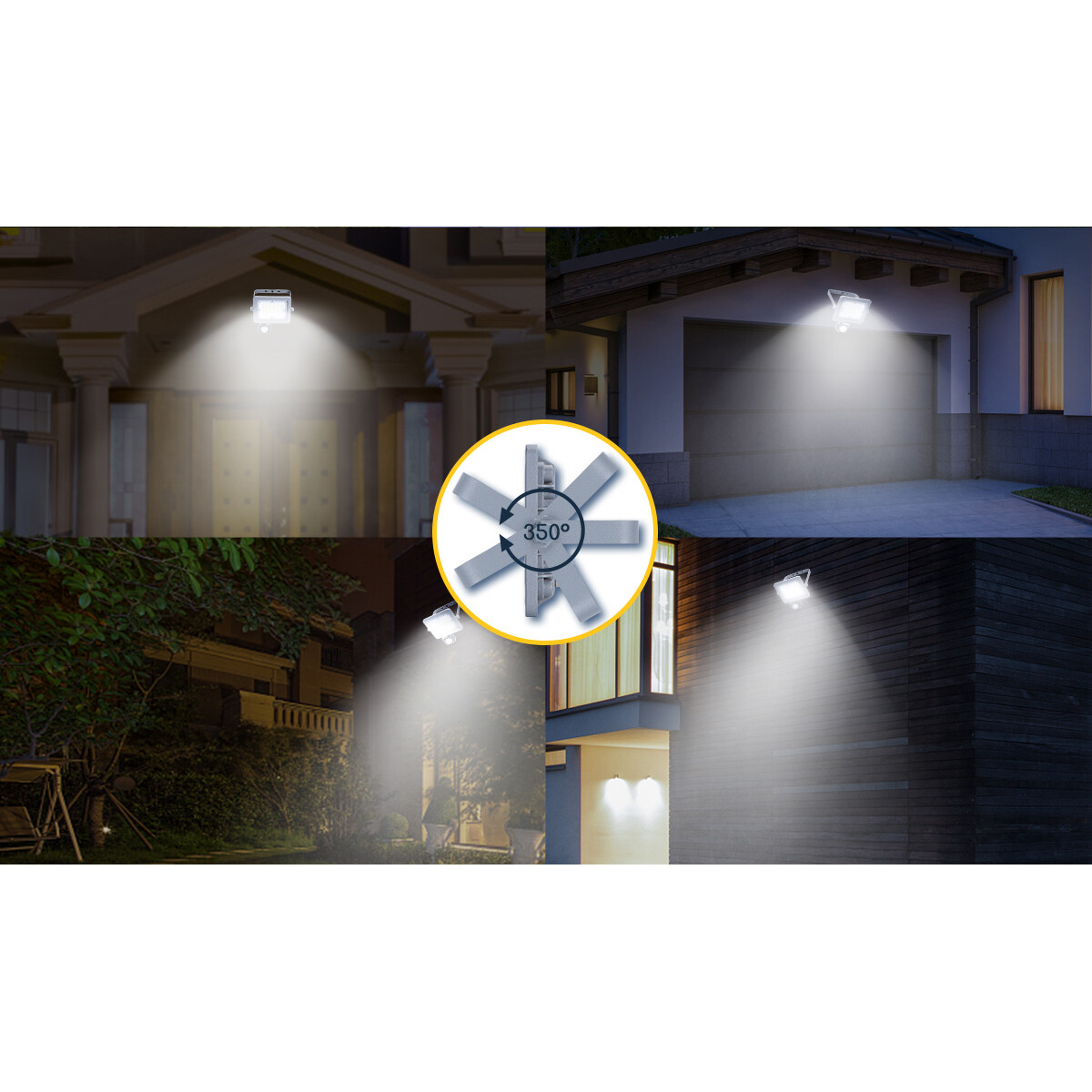 LED Bouwlamp met Sensor - Aigi Zuino - 50 Watt - Helder/Koud Wit 6500K - Waterdicht IP65 - Kantelbaar - Mat Grijs - Aluminium