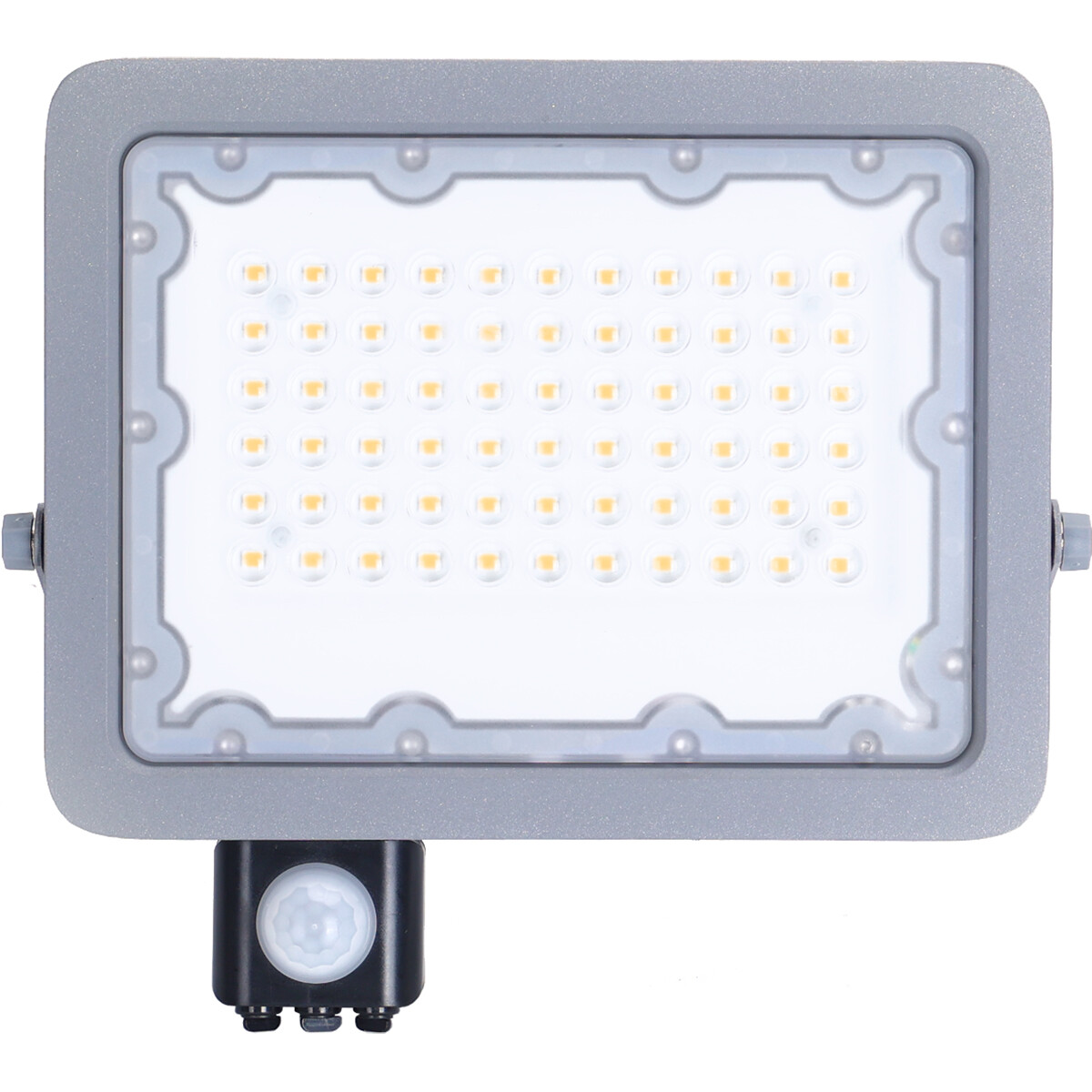 LED Bouwlamp met Sensor - Aigi Zuino - 50 Watt - Natuurlijk Wit 4000K - Waterdicht IP65 - Kantelbaar - Mat Grijs - Aluminium