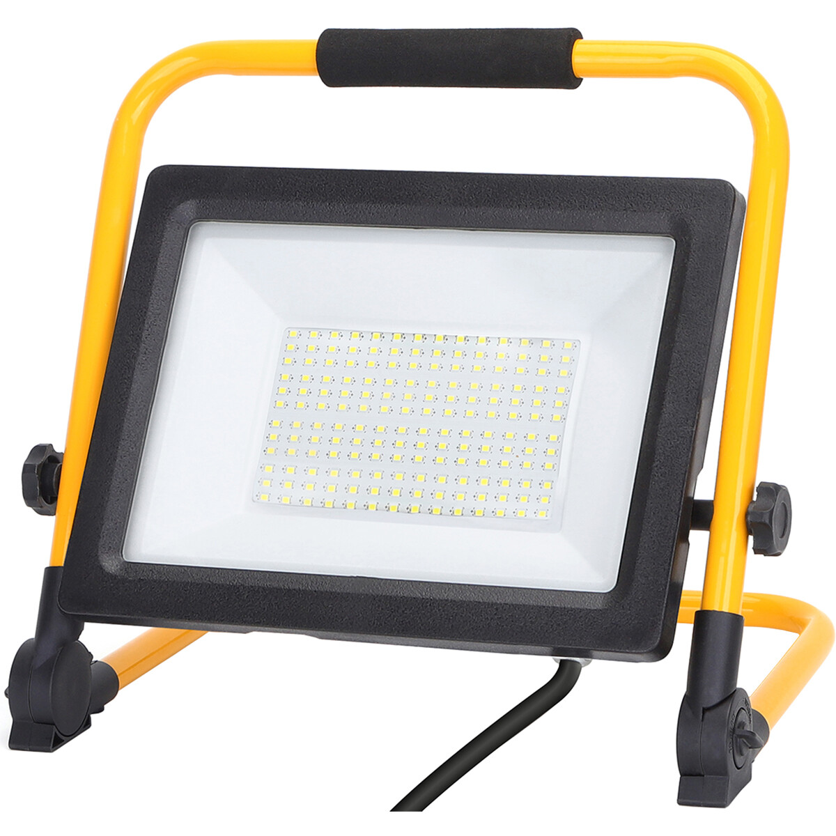 LED Bouwlamp met Stekker + Statief - Aigi Esol - 100 Watt - Helder/Koud Wit 6500K - Spatwaterdicht IP44 - Kantelbaar