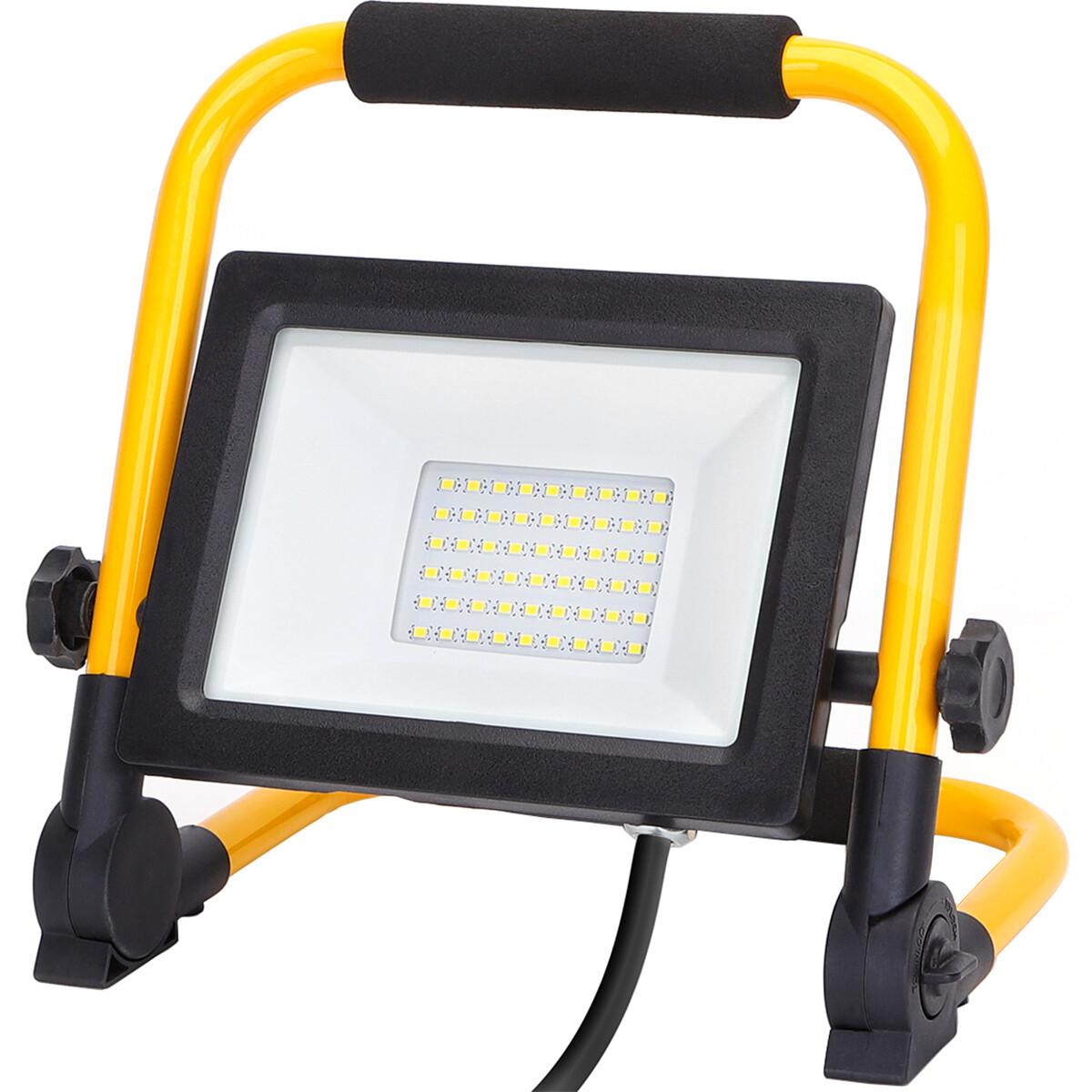 LED Bouwlamp met Stekker + Statief - Aigi Esol - 30 Watt - Helder/Koud Wit 6500K - Spatwaterdicht IP44 - Kantelbaar