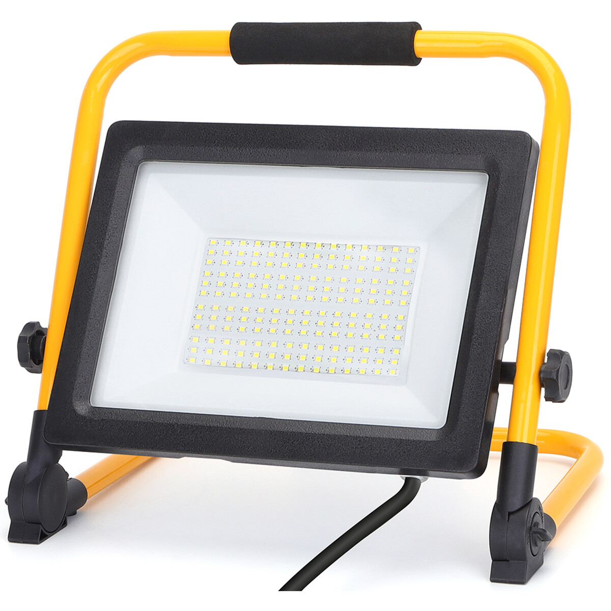 LED Bouwlamp met Stekker + Statief - Aigi Esol - 100 Watt - Helder/Koud Wit 6500K - Waterdicht IP65 - Kantelbaar