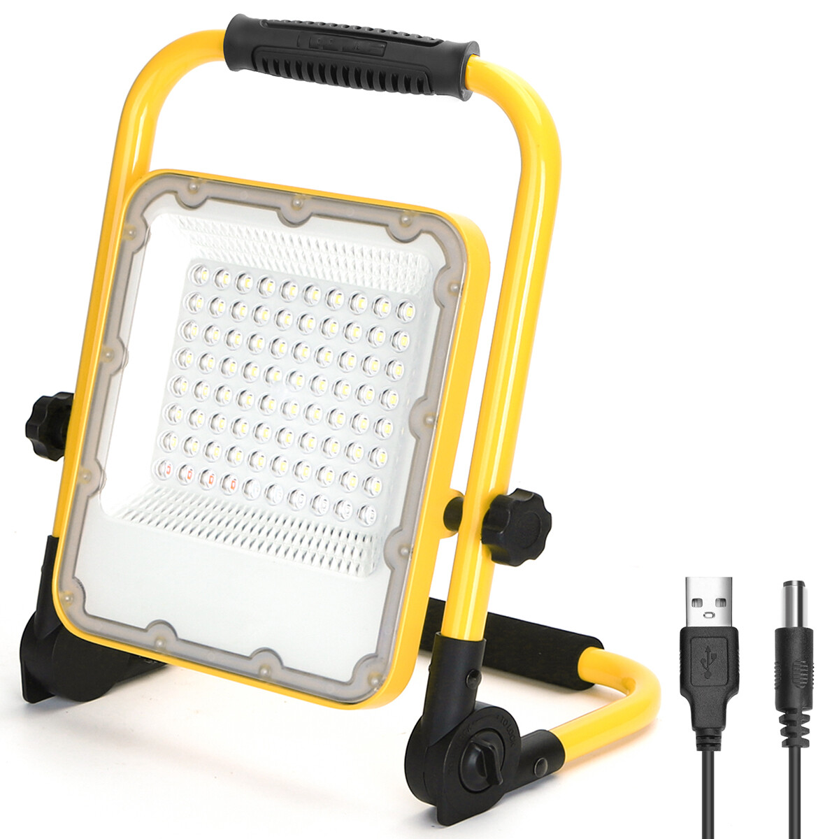 LED Bouwlamp op Accu met Statief - Aigi Worky - 50 Watt - Helder/Koud Wit 6500K - Dimbaar - Waterdicht IP65 - USB Oplaadbaar - Kantelbaar