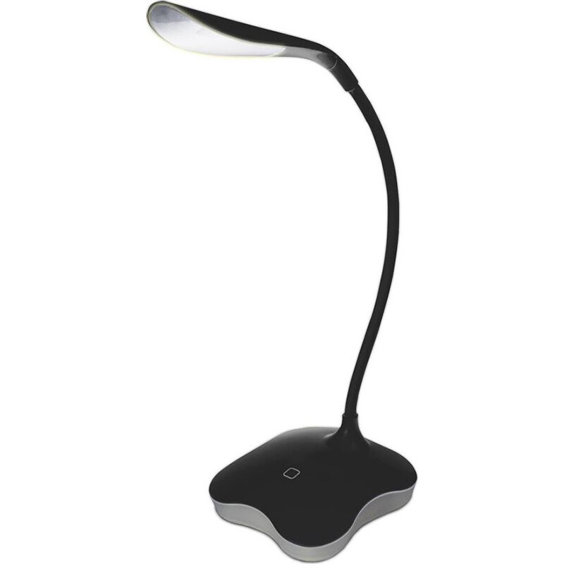 LED Bureaulamp - Estoza Mimo - 3W - Helder/Koud Wit 5500K - Touch Schakelaar - Dimbaar - Flexibele Arm - USB Opladen - Mat Zwart - Kunststof