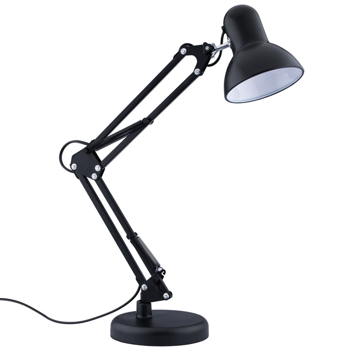 LED Bureaulamp - Prixa Rety - E27 Fitting - Verstelbaar - Retro - Klassiek - Rond - Mat Zwart product afbeelding