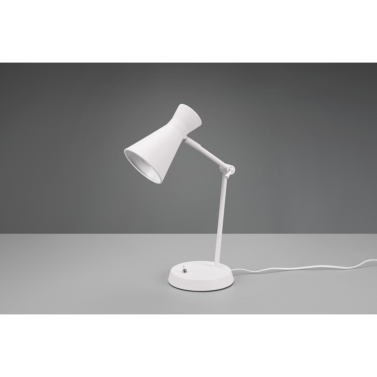 LED Bureaulamp - Tafelverlichting - Trion Ewomi - E27 Fitting - Rond - Mat Wit - Aluminium