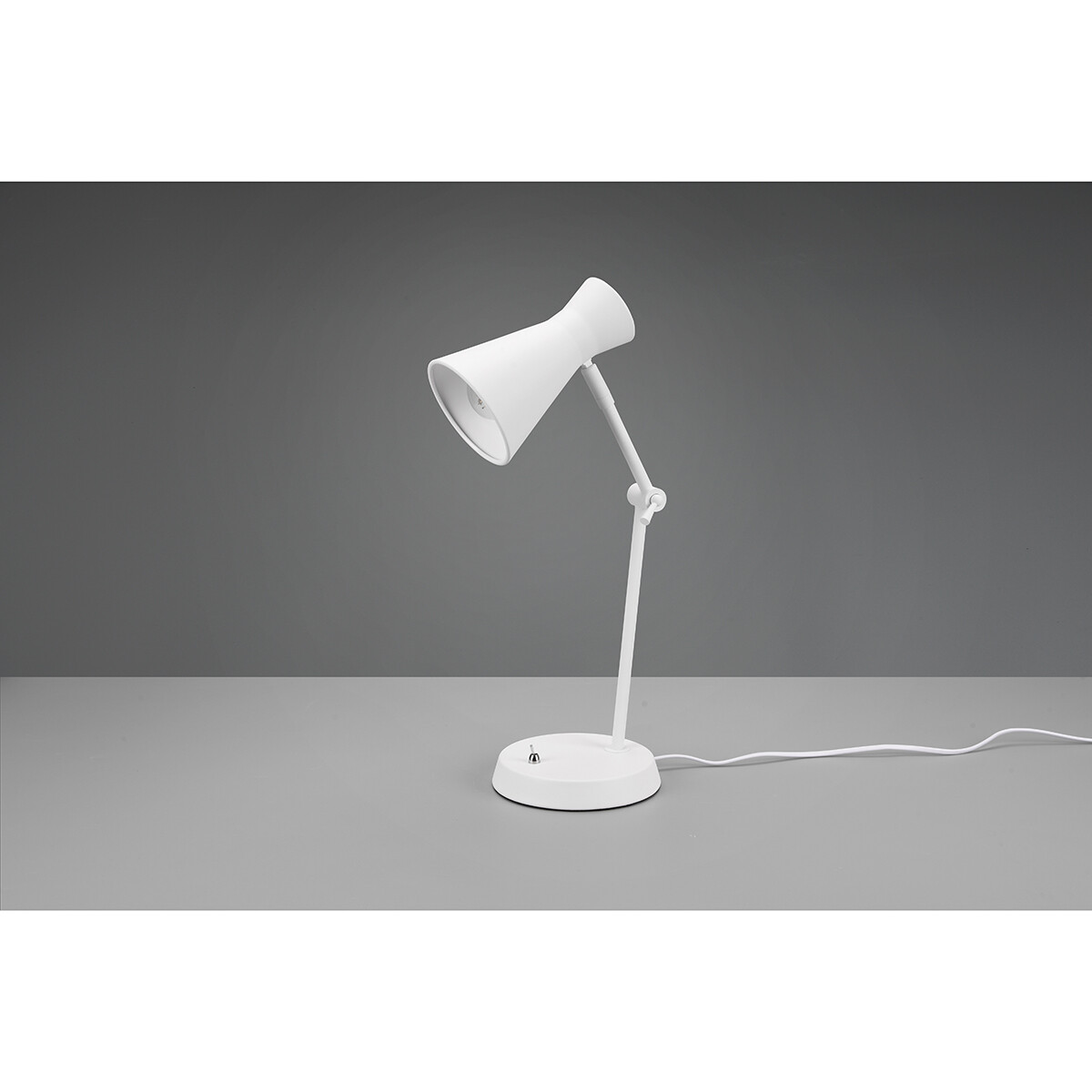 LED Bureaulamp - Tafelverlichting - Trion Ewomi - E27 Fitting - Rond - Mat Wit - Aluminium