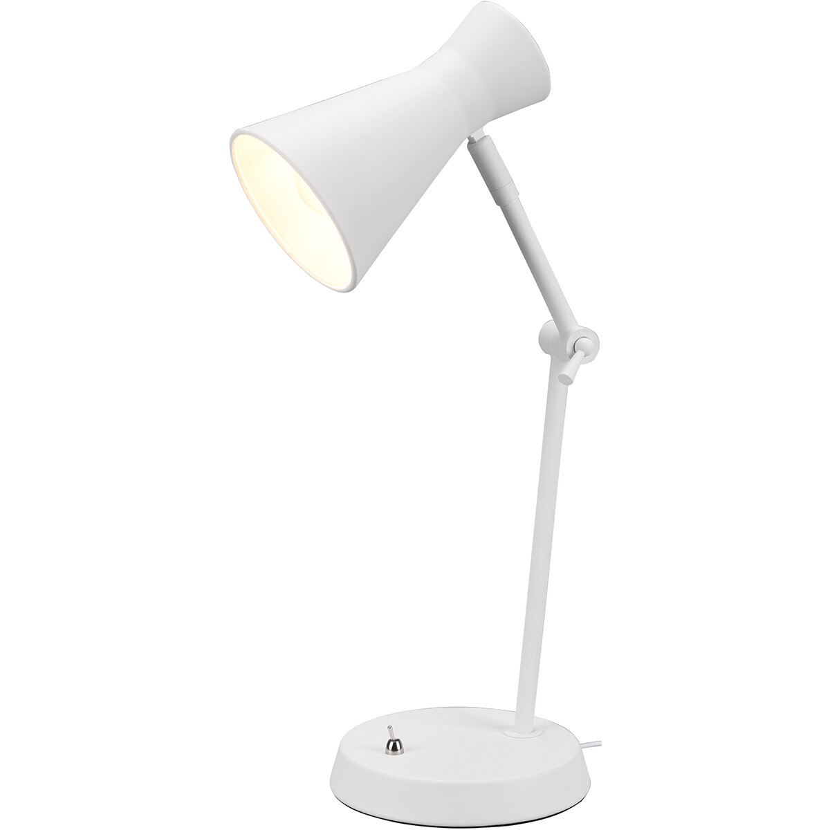 LED Bureaulamp - Tafelverlichting - Trion Ewomi - E27 Fitting - Rond - Mat Wit - Aluminium