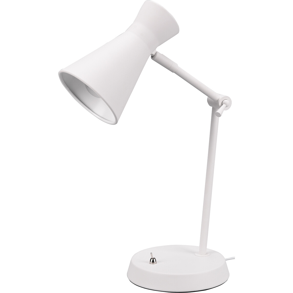 LED Bureaulamp - Tafelverlichting - Trion Ewomi - E27 Fitting - Rond - Mat Wit - Aluminium