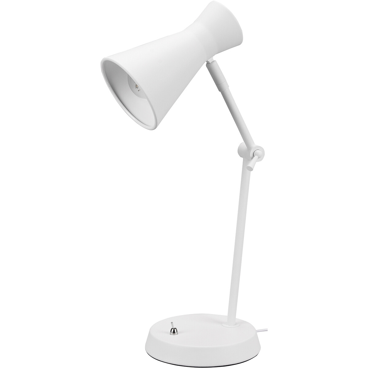 LED Bureaulamp - Tafelverlichting - Trion Ewomi - E27 Fitting - Rond - Mat Wit - Aluminium