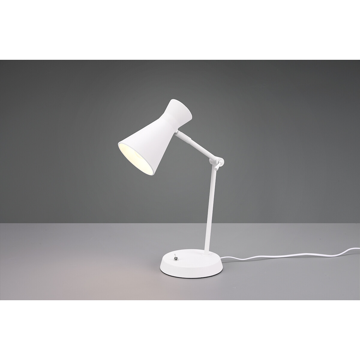 LED Bureaulamp - Tafelverlichting - Trion Ewomi - E27 Fitting - Rond - Mat Wit - Aluminium