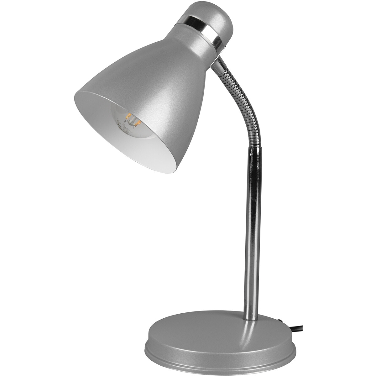 LED Bureaulamp - Tafelverlichting - Trion Himaya - E27 Fitting - Rond - Mat Titaan - Aluminium