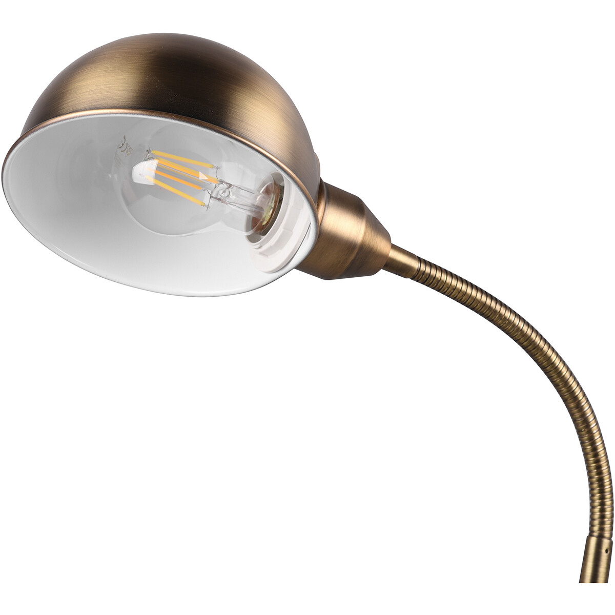 LED Bureaulamp - Tafelverlichting - Trion Pirle - E27 Fitting - Rond - Mat Goud - Aluminium