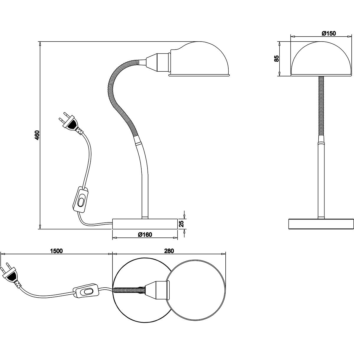 LED Bureaulamp - Tafelverlichting - Trion Pirle - E27 Fitting - Rond - Mat Goud - Aluminium