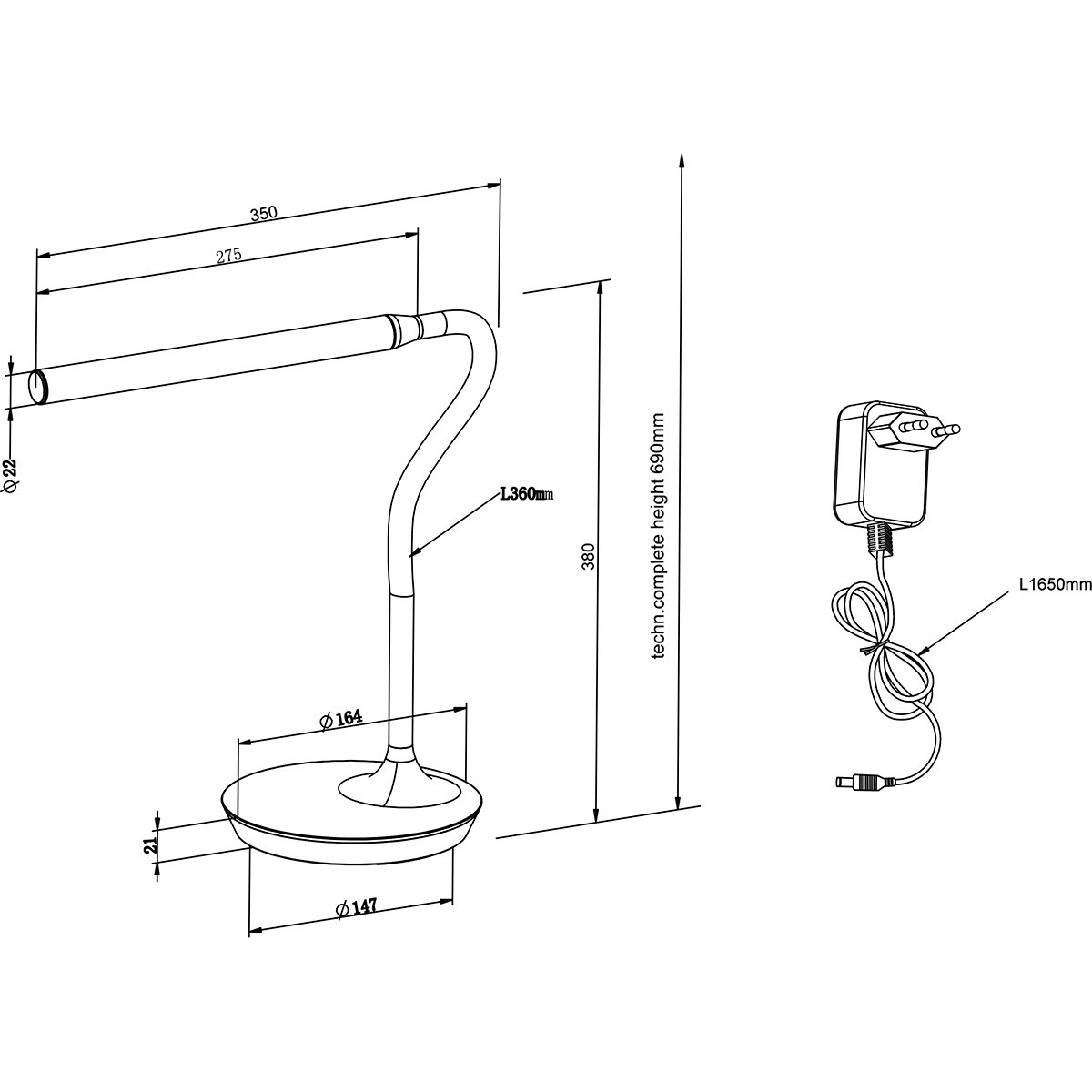 LED Bureaulamp - Tafelverlichting - Trion Root - 5W - Aanpasbare Kleur - Grijs - Kunststof