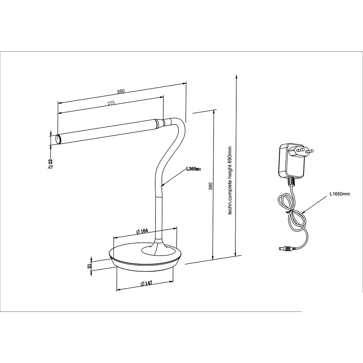 LED Bureaulamp - Tafelverlichting - Trion Root - 5W - Aanpasbare Kleur - Zwart - Kunststof