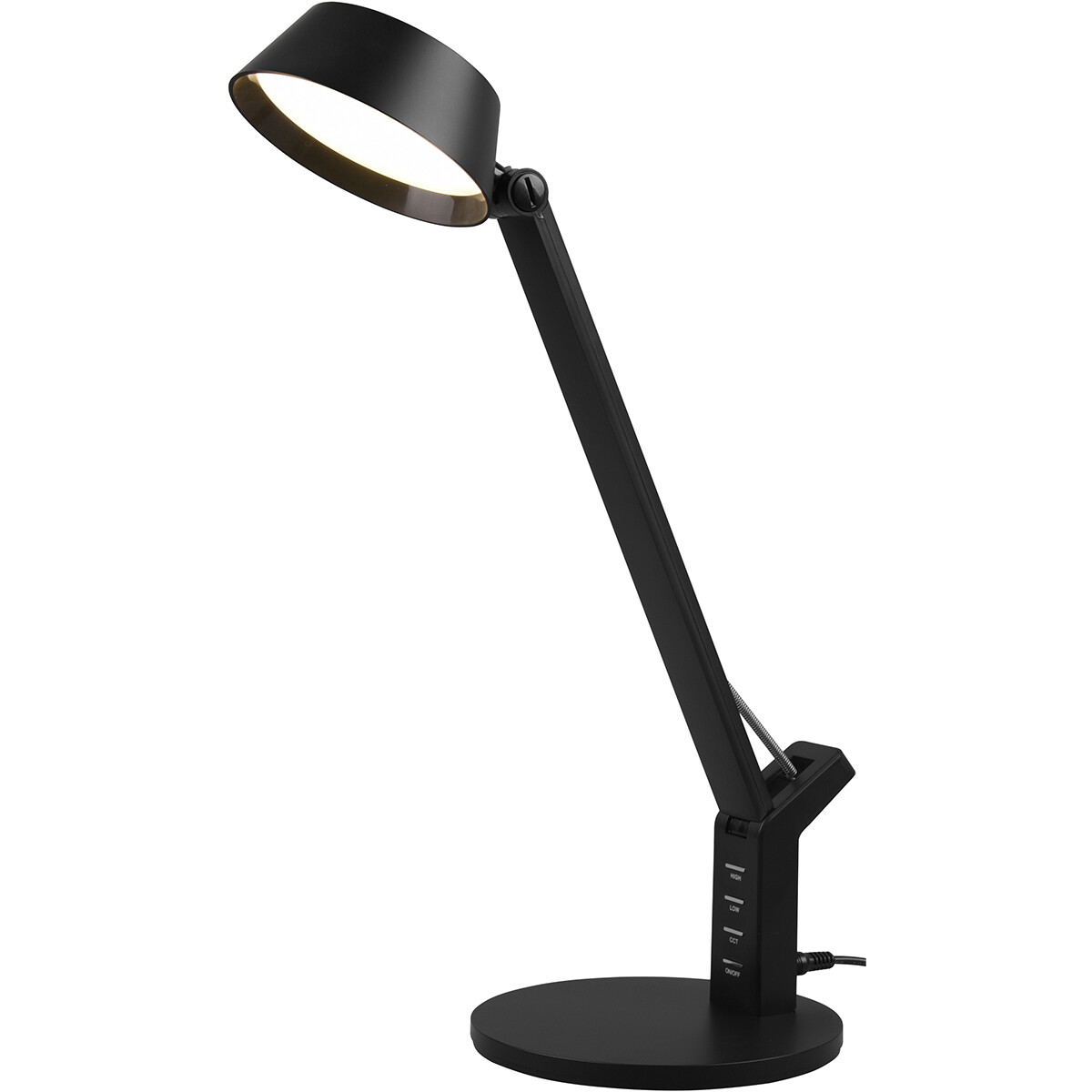 LED Bureaulamp - Trion Avvan - 5W - Aanpasbare Kleur - USB Oplaadbaar - Dimbaar - Rond - Mat Zwart - Kunststof product afbeelding