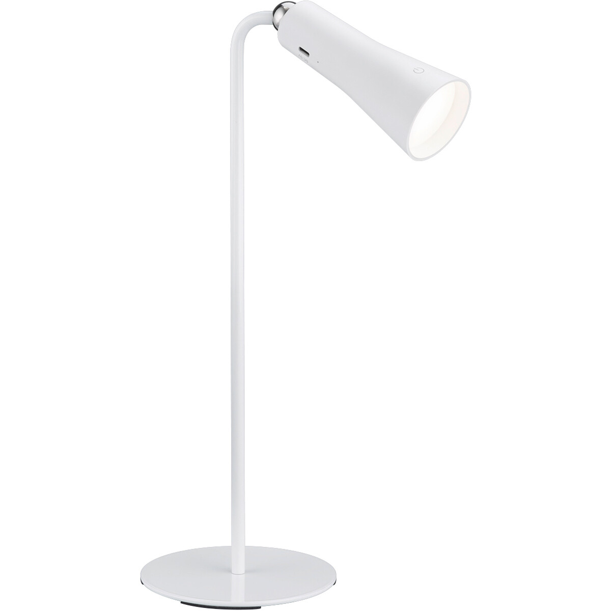 LED Bureaulamp - Trion Moxi - 2W - Warm Wit 3000K - Oplaadbaar - Rond - Mat Wit - Aluminium