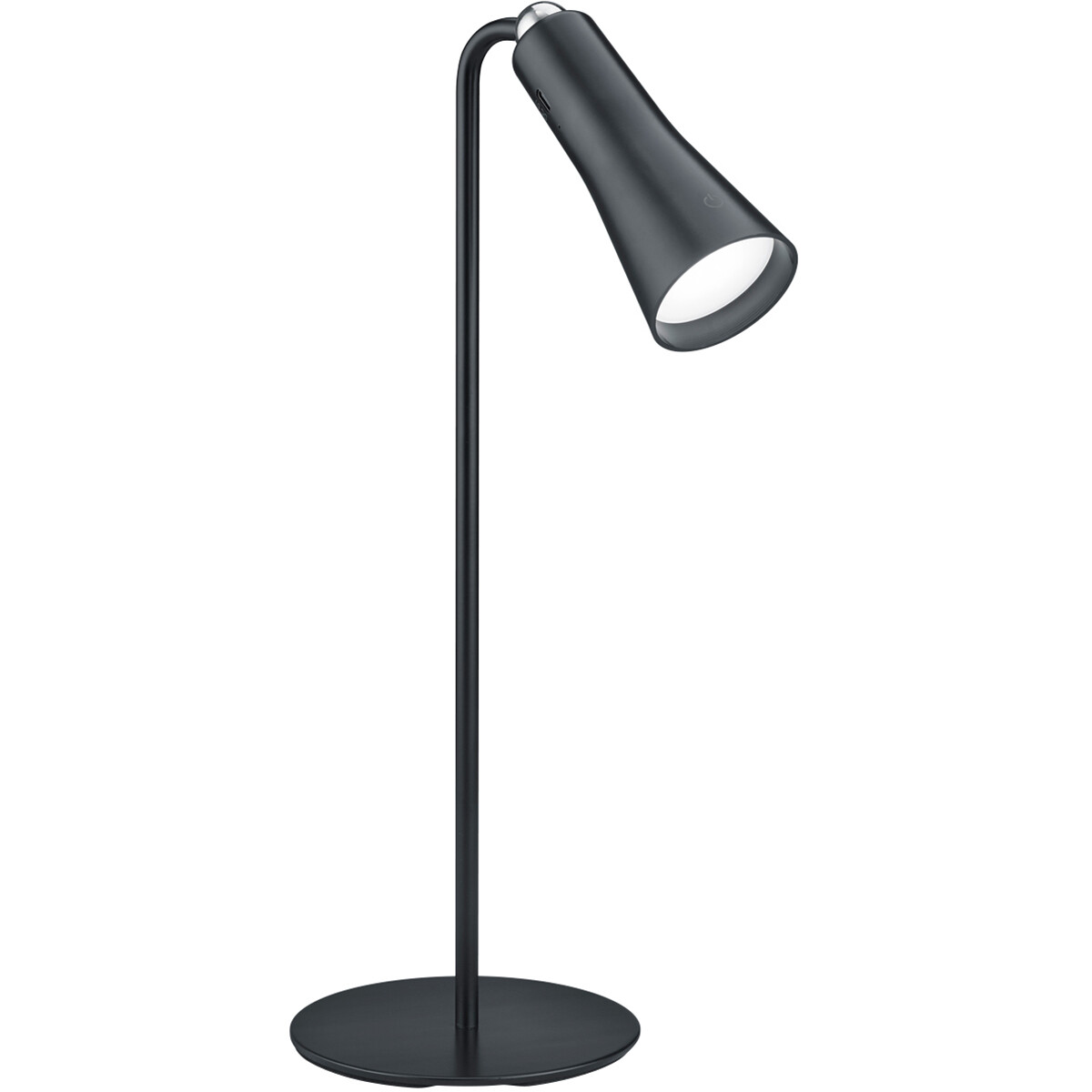 LED Bureaulamp - Trion Moxi - 2W - Warm Wit 3000K - Oplaadbaar - Rond - Mat Zwart - Aluminium product afbeelding