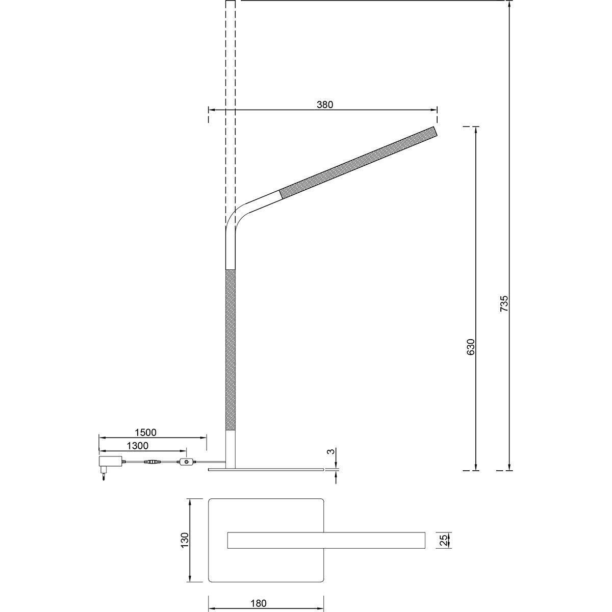 LED Bureaulamp - Trion Rios - 7W - Warm Wit 3000K - Aanraakschakelaar - Rechthoek - Mat Wit - Metaal