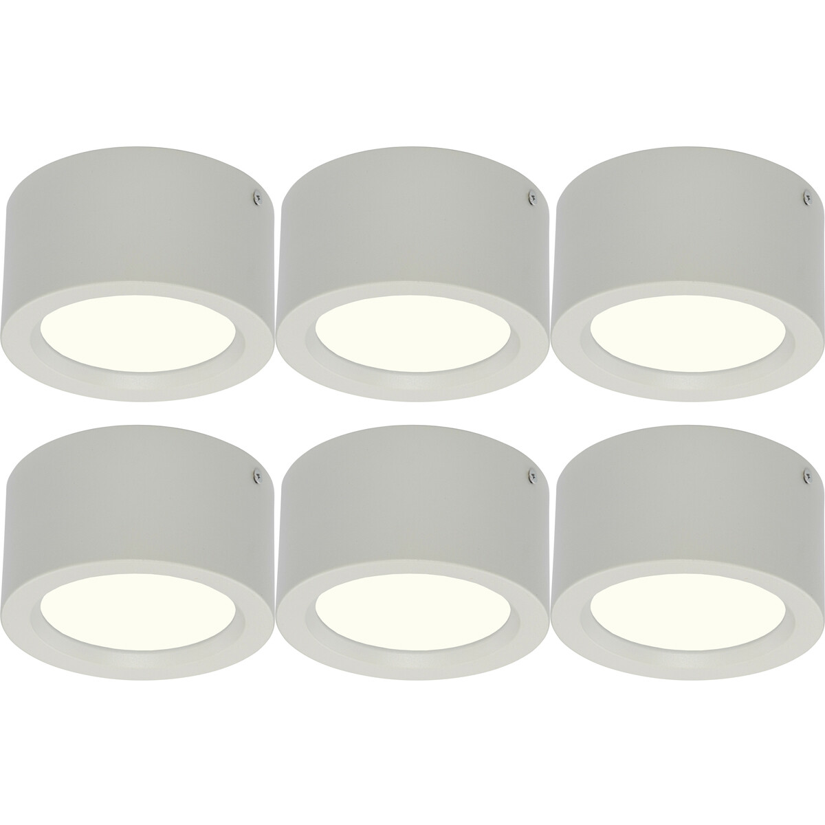 LED Downlight 6 Pack - Opbouw Rond Hoog 10W - Natuurlijk Wit 4200K - Mat Wit Aluminium - Ø140mm