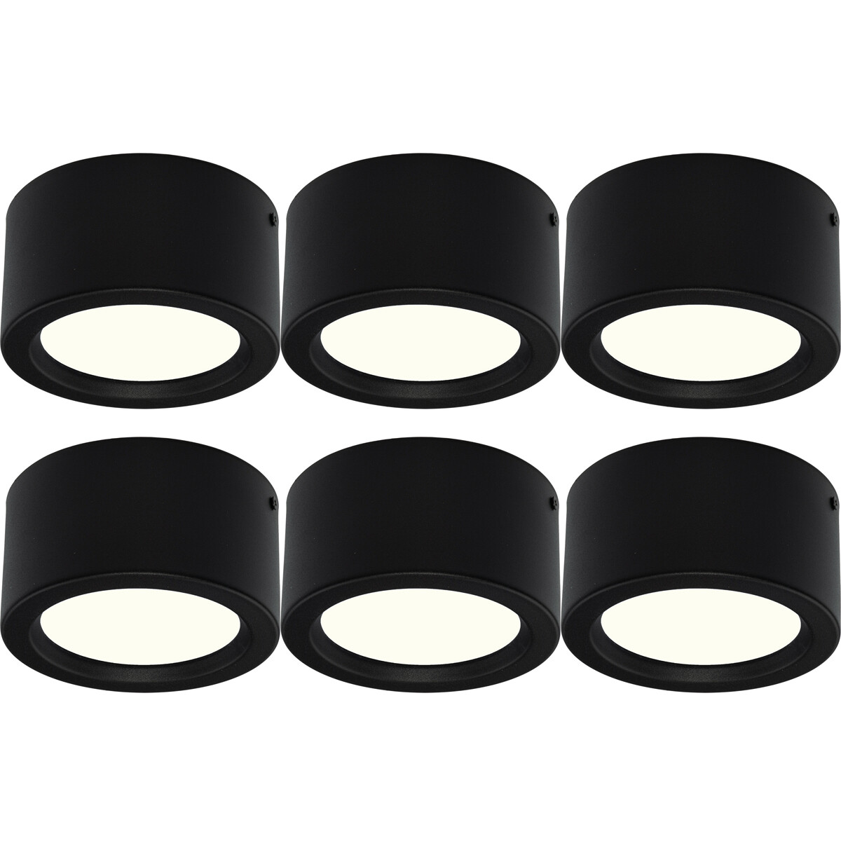 LED Downlight 6 Pack - Opbouw Rond Hoog 10W - Natuurlijk Wit 4200K - Mat Zwart Aluminium - Ø140mm