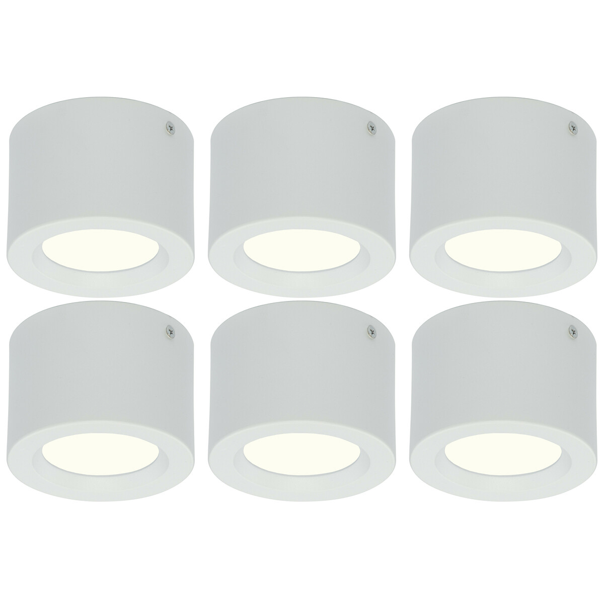 LED Downlight 6 Pack - Opbouw Rond Hoog 5W - Natuurlijk Wit 4200K - Mat Wit Aluminium - Ø105mm