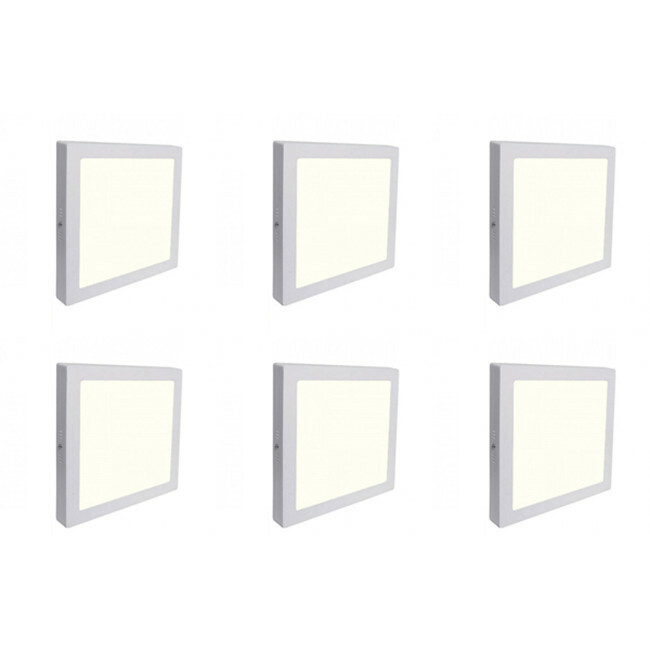 LED Downlight 6 Pack - Opbouw Vierkant 18W - Natuurlijk Wit 4200K - Mat Wit Aluminium - 225mm