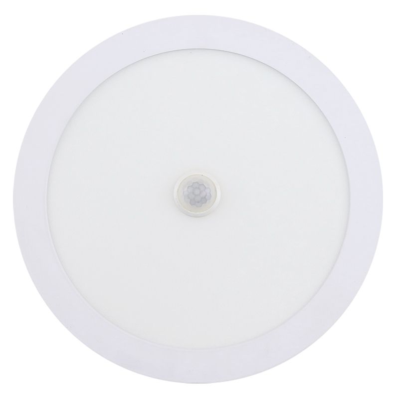 LED Downlight - Facto Dury - PIR Bewegingssensor 360° + Dag en Nacht Sensor - 18W - Natuurlijk Wit 4000K - Opbouw - Rond - Mat Wit - OSRAM LEDs