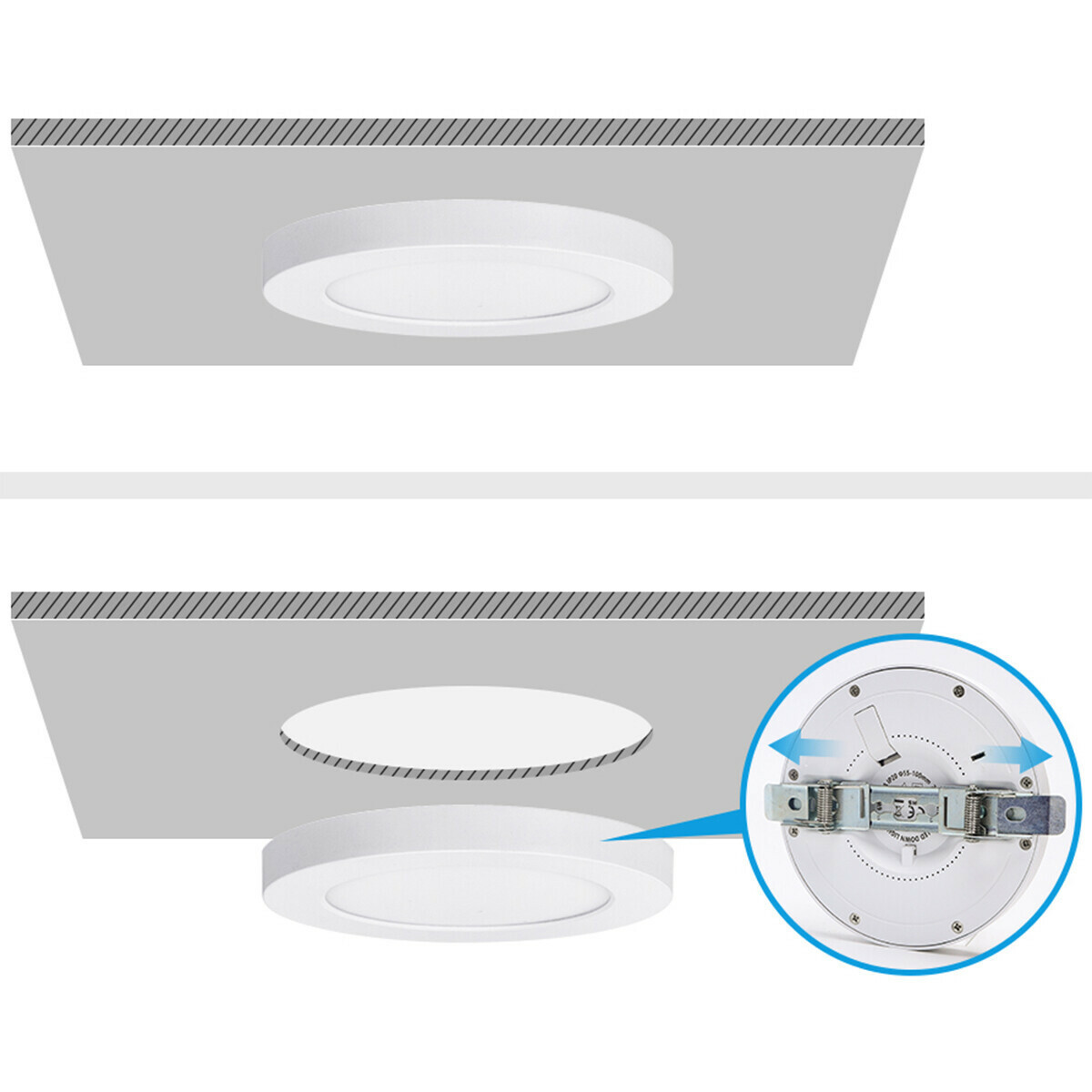 LED Downlight Pro - Aigi Foka - Inbouw/Opbouw - Rond - 12W - Helder/Koud Wit 6000K - Mat Wit - Kunststof