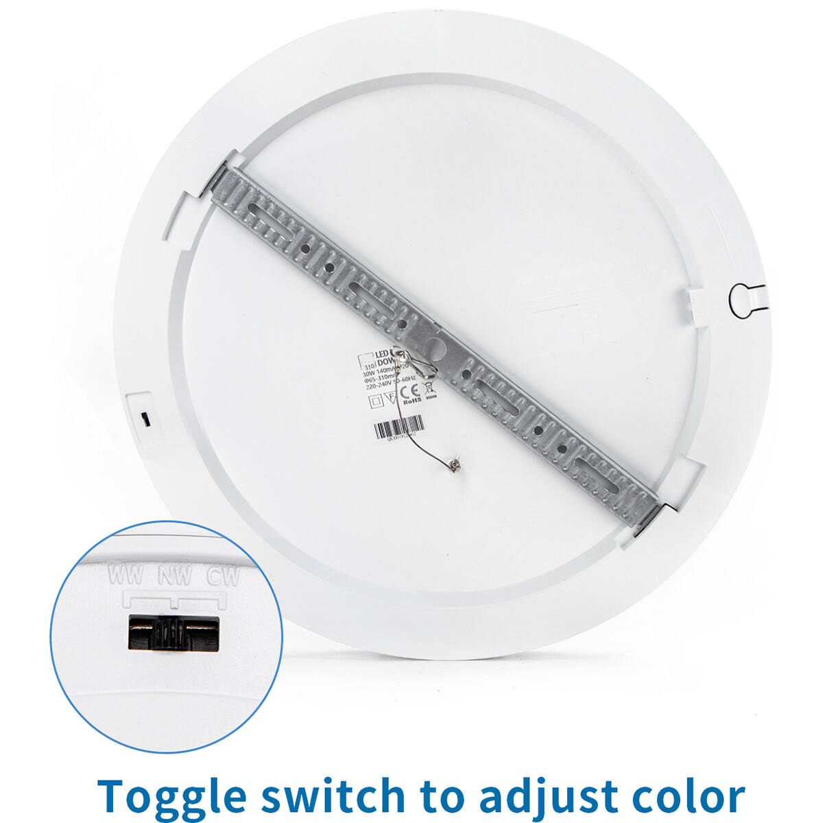 LED Downlight Pro - Aigi Foka - Inbouw/Opbouw - Rond - 30W - Aanpasbare Kleur CCT - Mat Wit - Kunststof